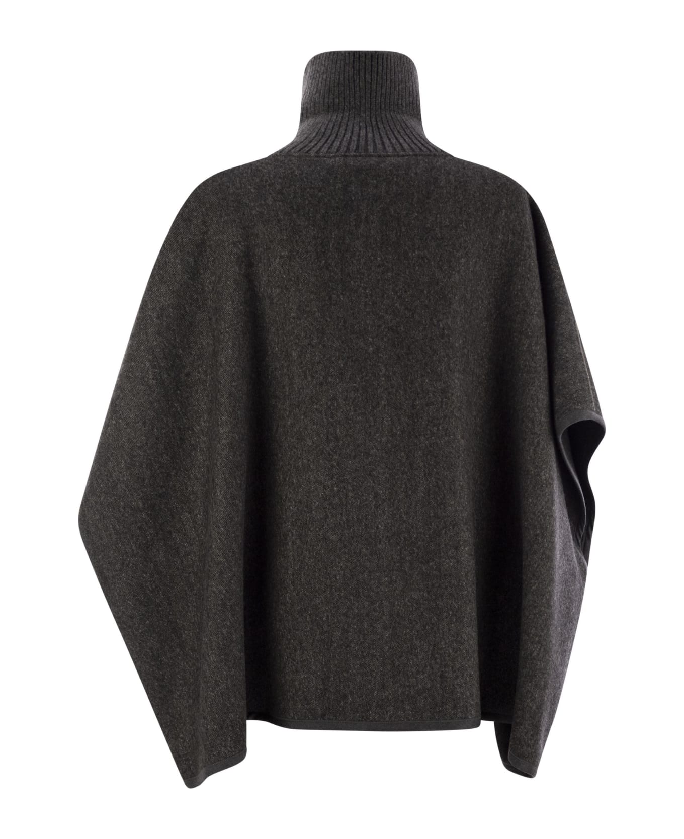 Fabiana Filippi Wool Turtleneck Cape - Anthracite