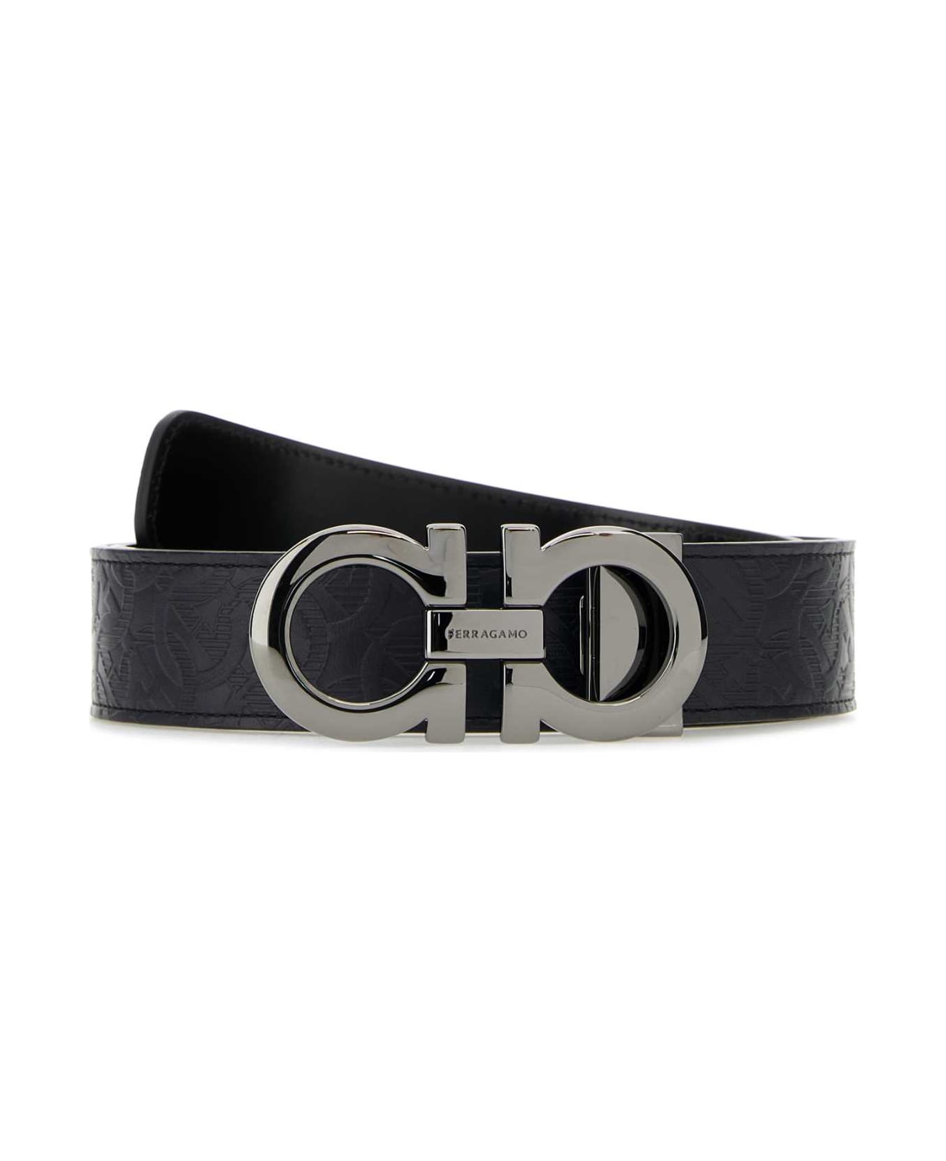 Ferragamo Navy Blue Leather Reversible Belt - NAVYNERO