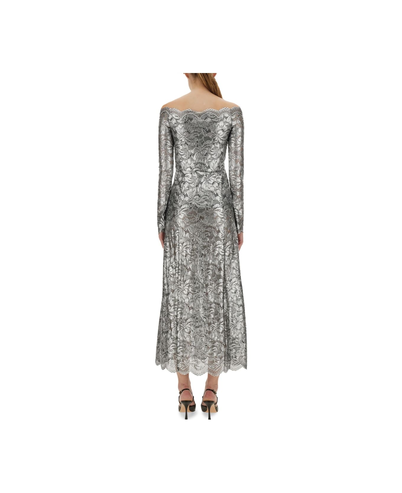 Paco Rabanne Long Lace Dress - SILVER