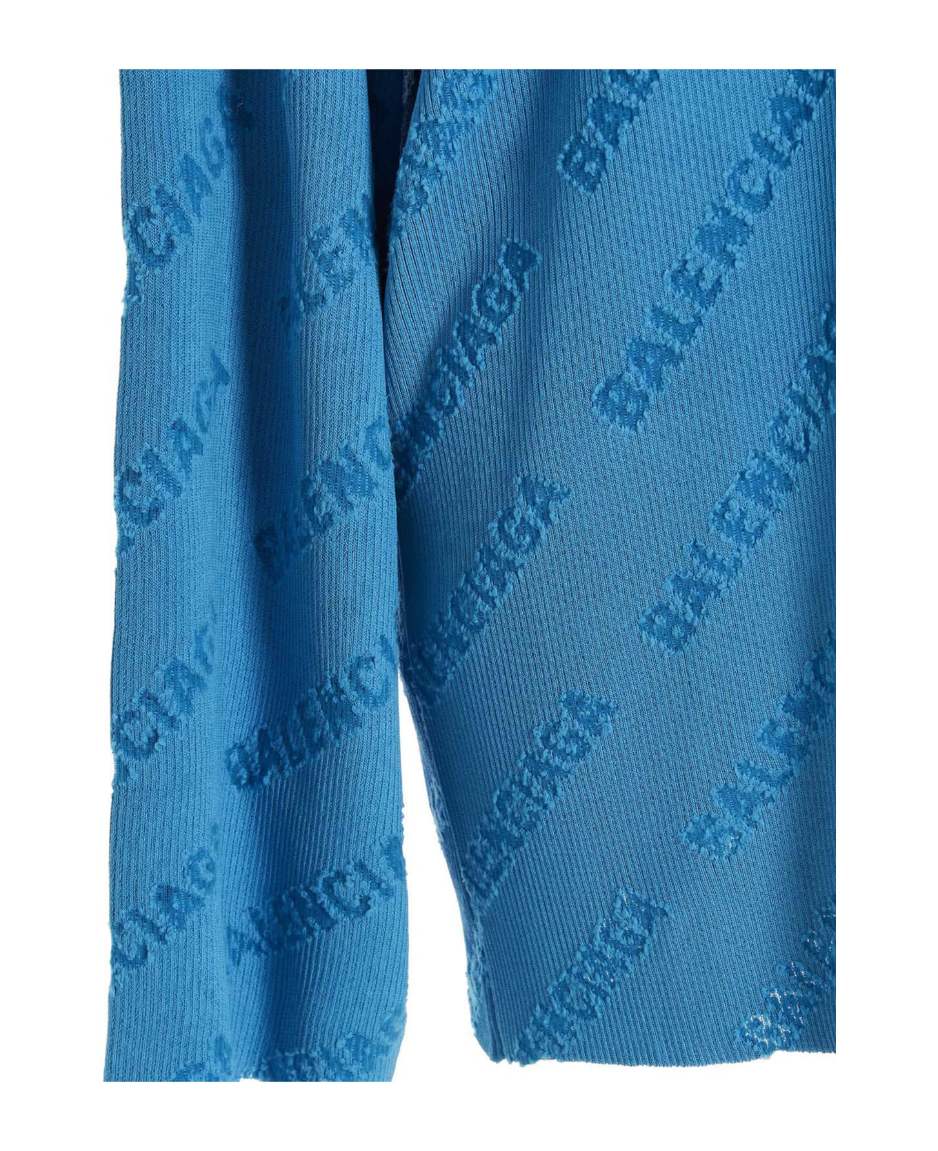 Balenciaga Logo Ribbed Sweater - Light Blue
