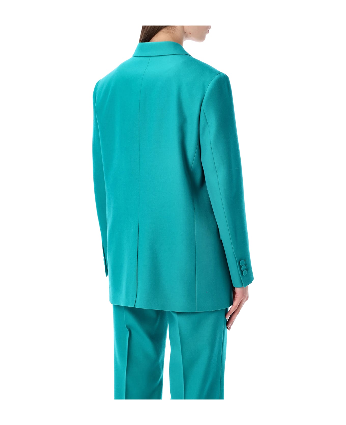 Fendi Turquoise Wool Double-breasted Blazer - TURQUOISE