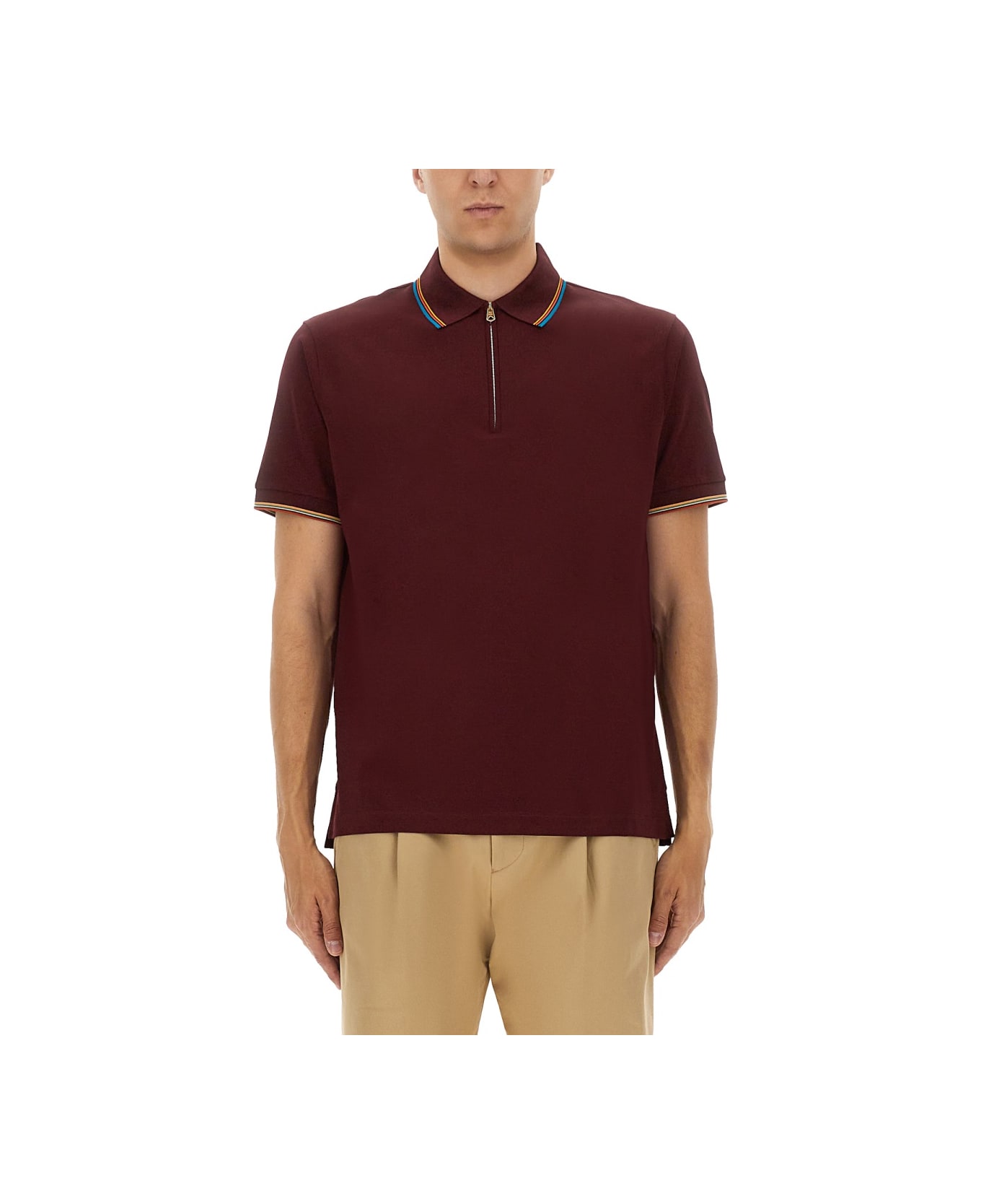 Paul Smith Zip Polo. - RED