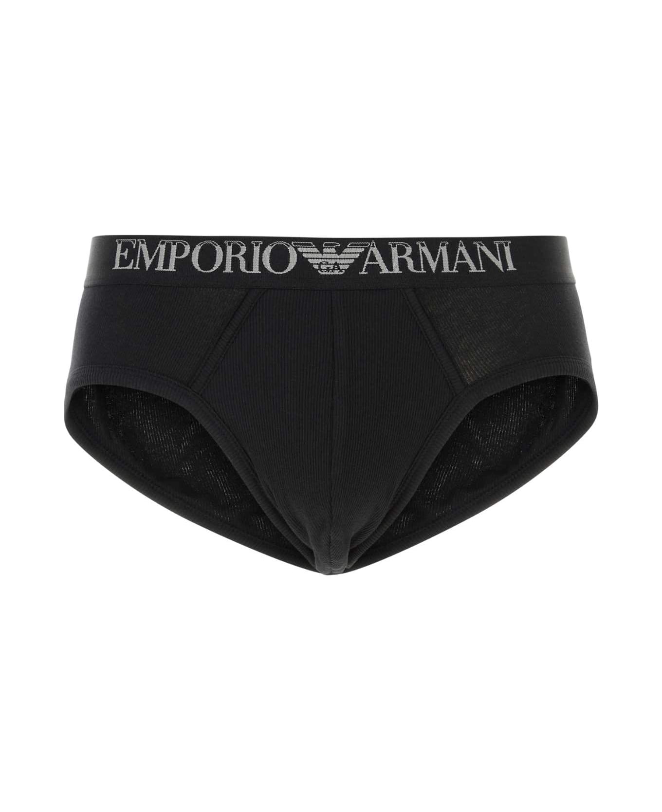 Emporio Armani Black Stretch Cotton Brief Set - 07320