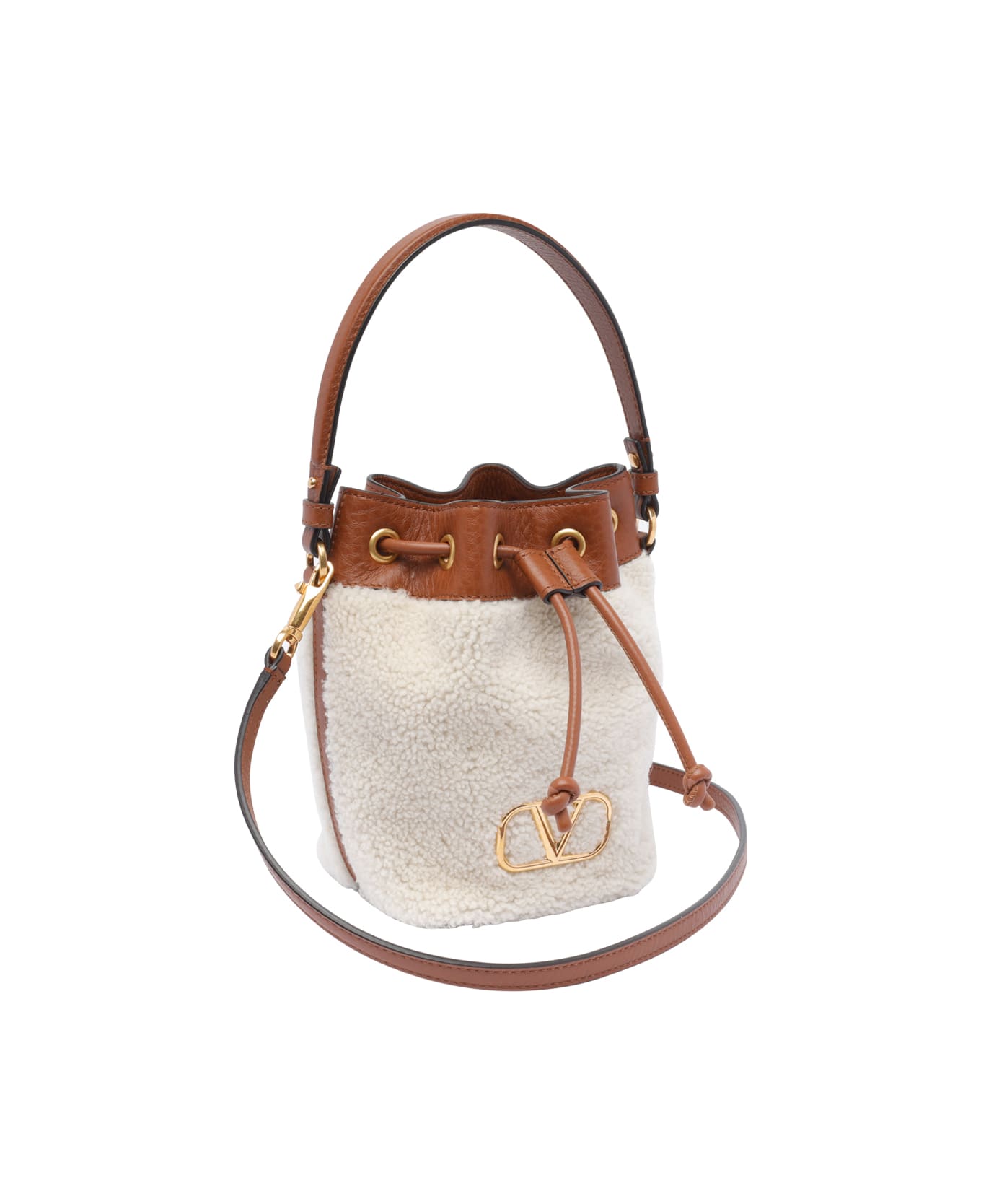 Valentino Garavani Mini Vlogo Signature Bucket Bag - White