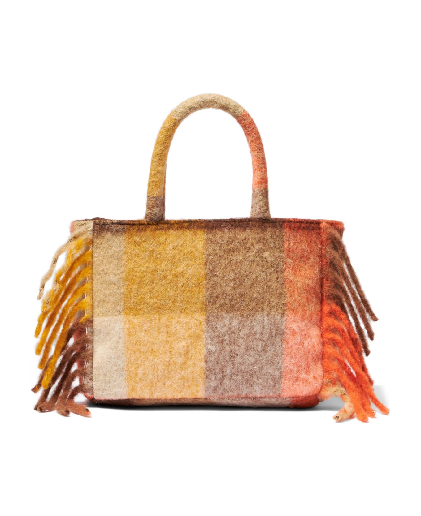 MC2 Saint Barth Colette Handbag With Multicolor Check And Fringes - BROWN