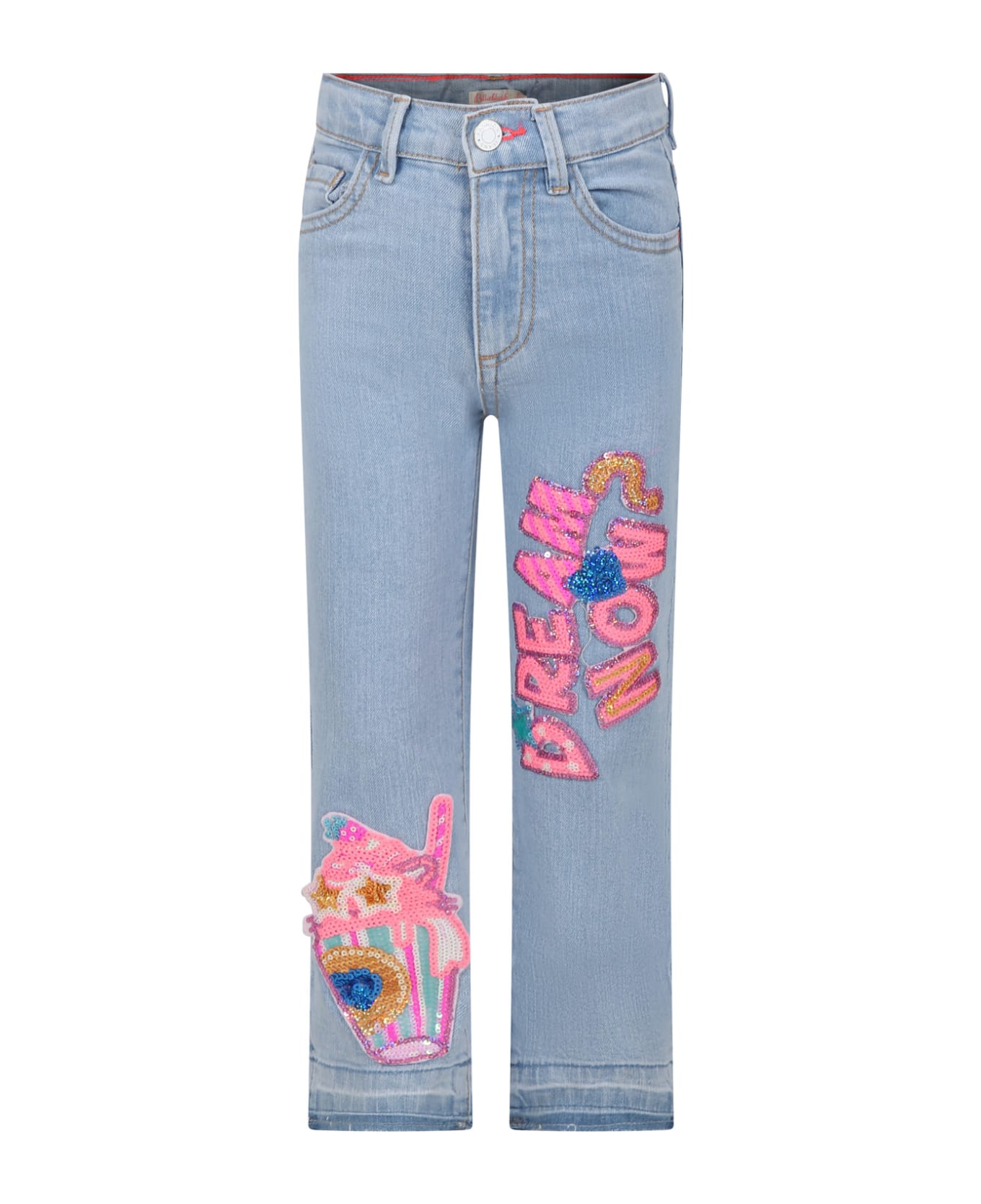 Billieblush Denim Jeans For Girl With Sequin Patches - Denim ボトムス