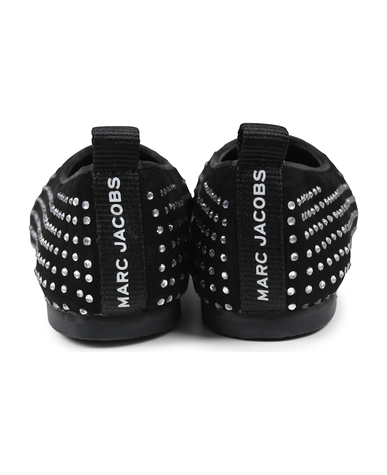 Little Marc Jacobs Black Ballet Flats For Girl With Rhinestones - Black