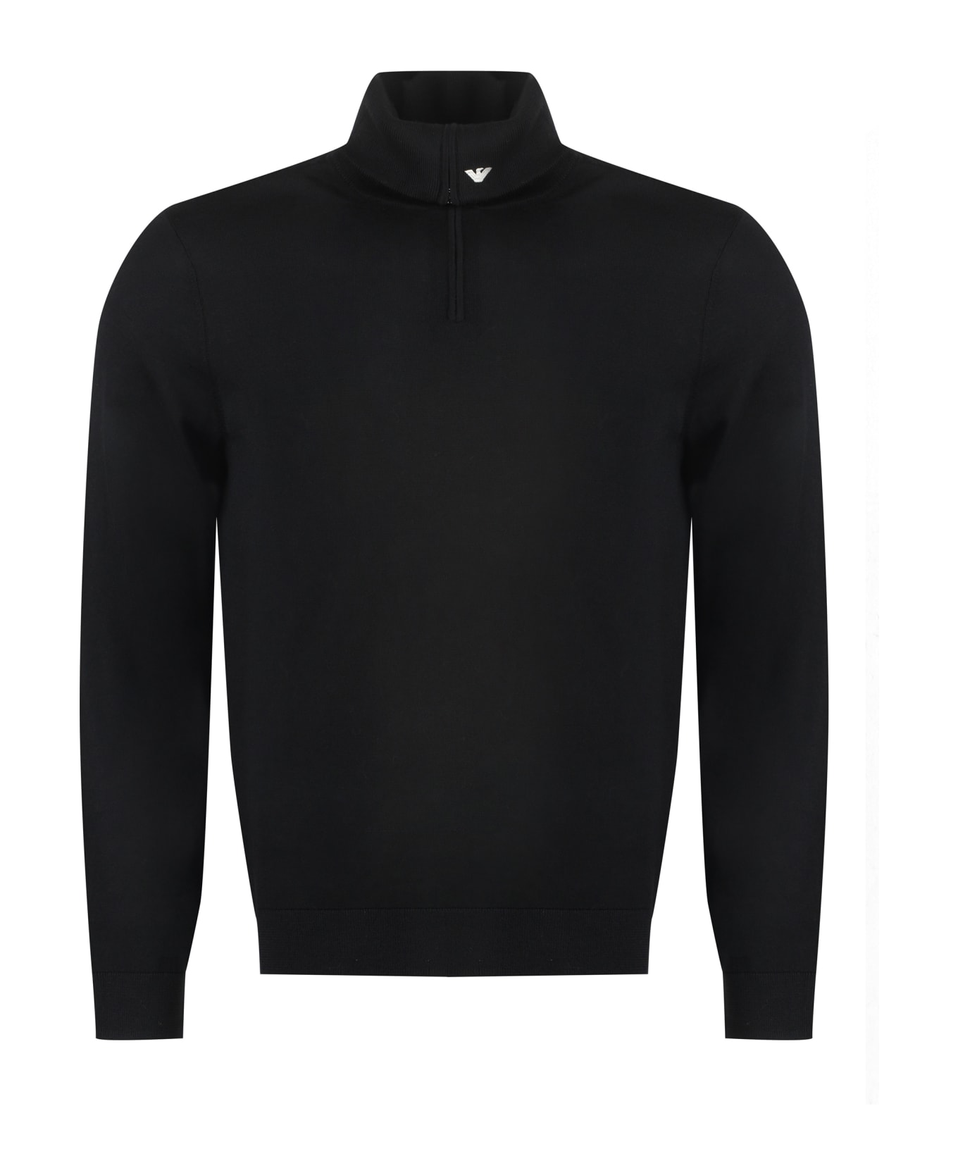 Emporio Armani Virgin Wool Turtleneck Sweater - black