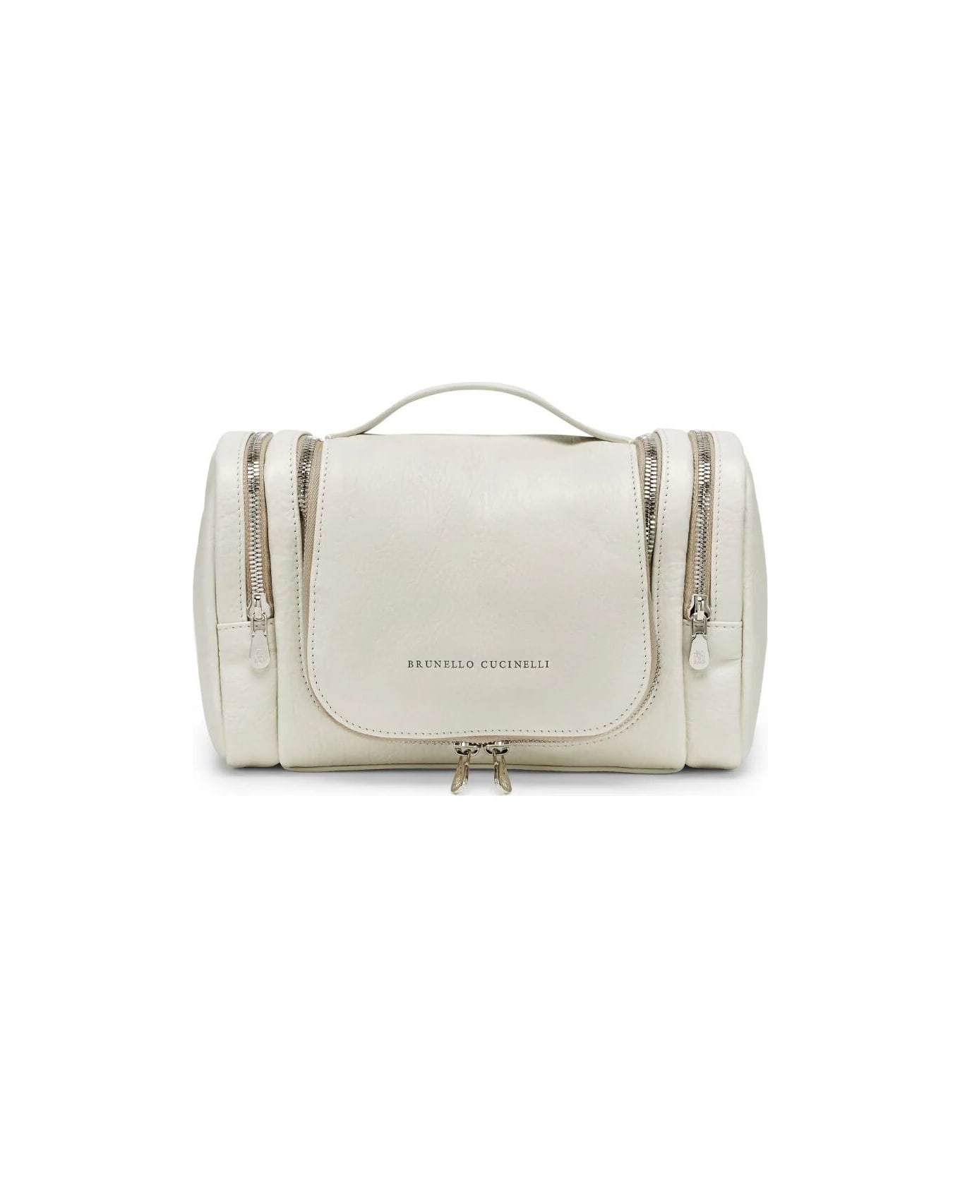 Brunello Cucinelli Leather Beauty Case - English White
