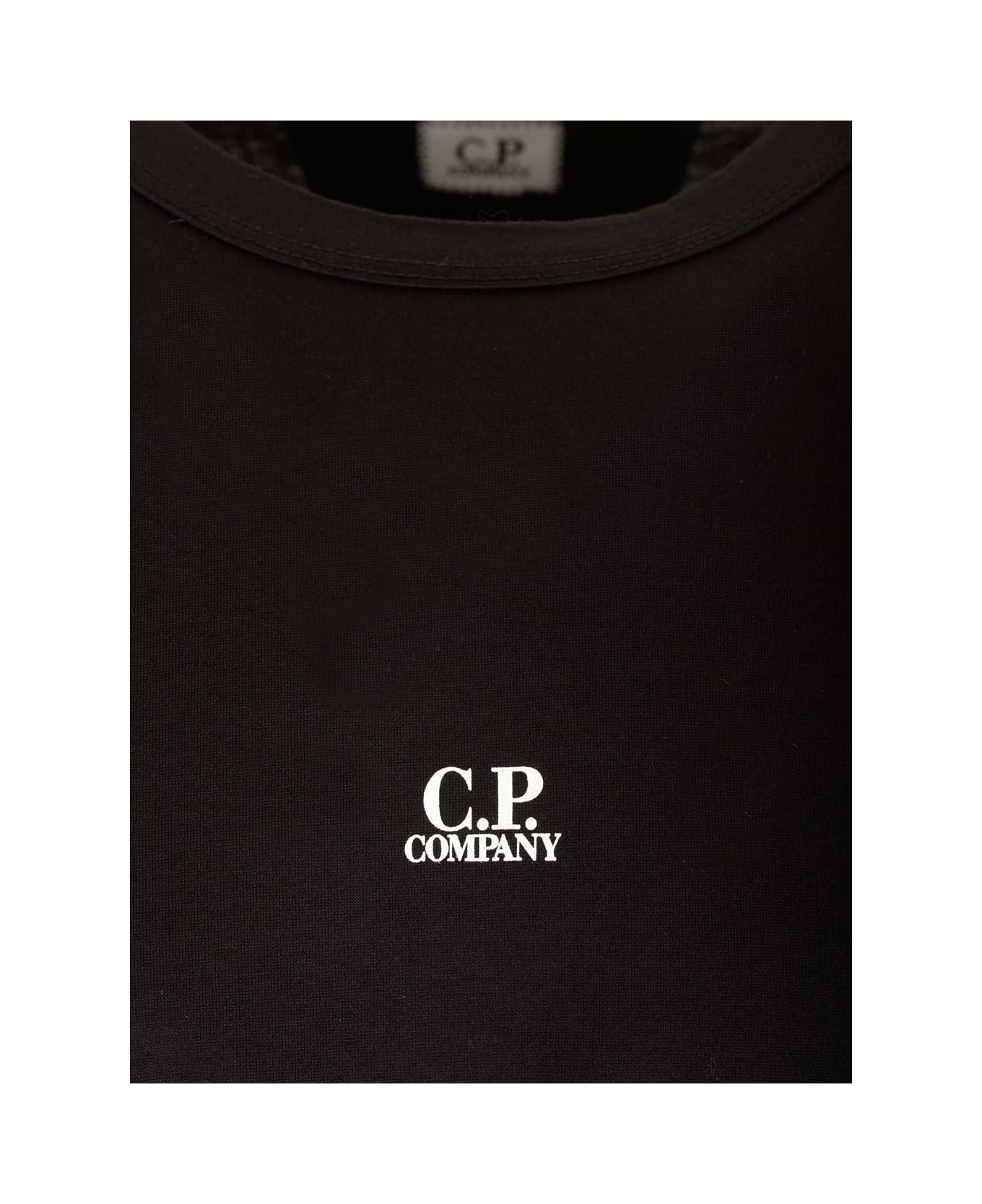 C.P. Company Logo Printed Crewneck T-shirt - BLACK