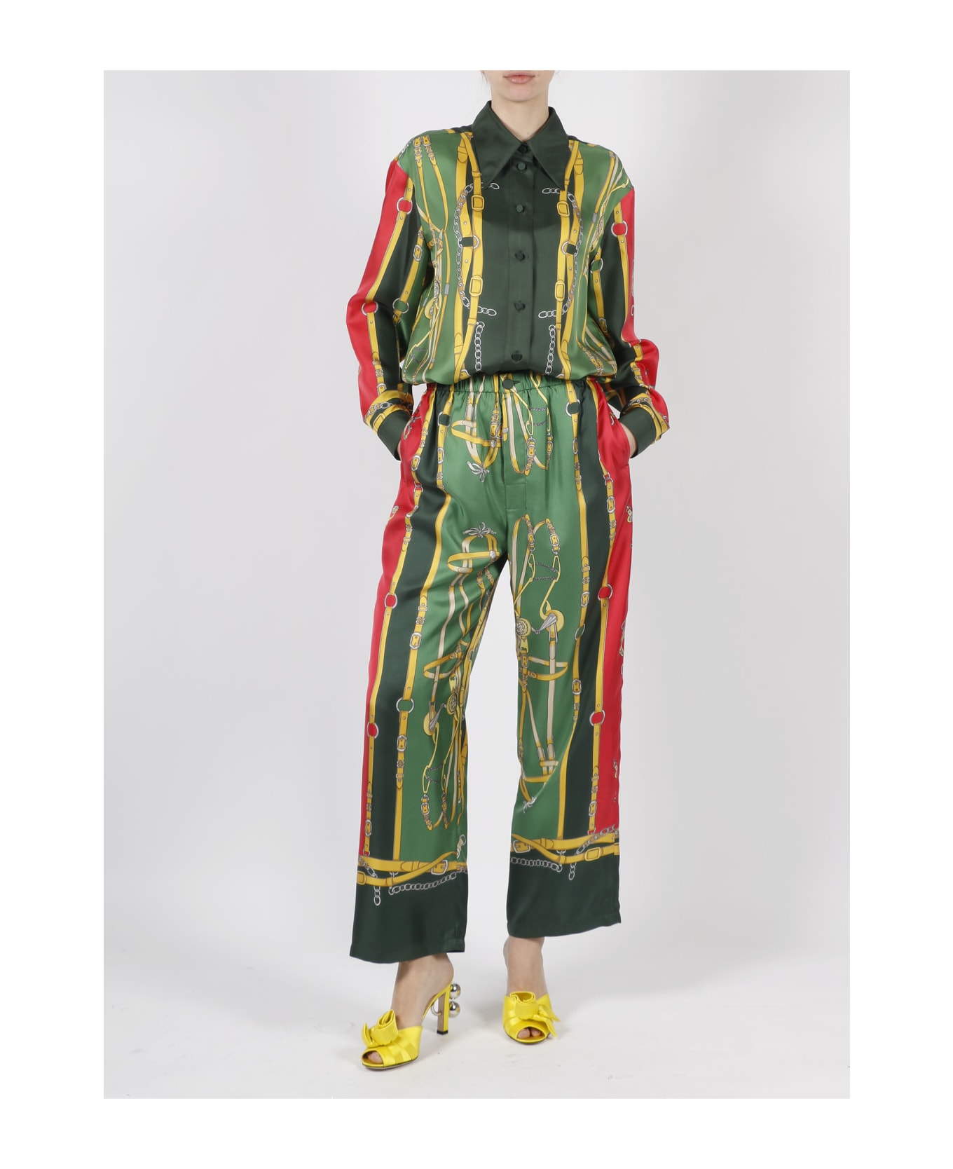 Gucci Harness And Double G Silk Shirt - Green