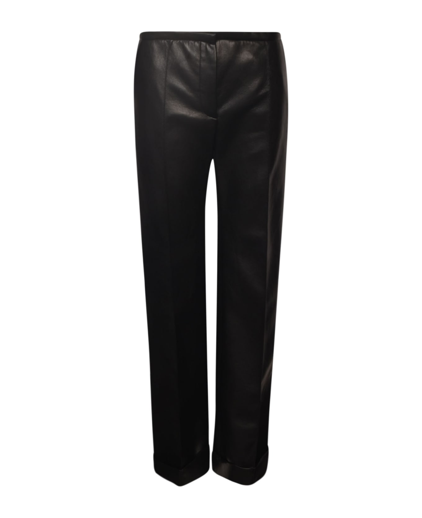 Philosophy di Lorenzo Serafini Straight Leg Plain Leather Trousers - Black