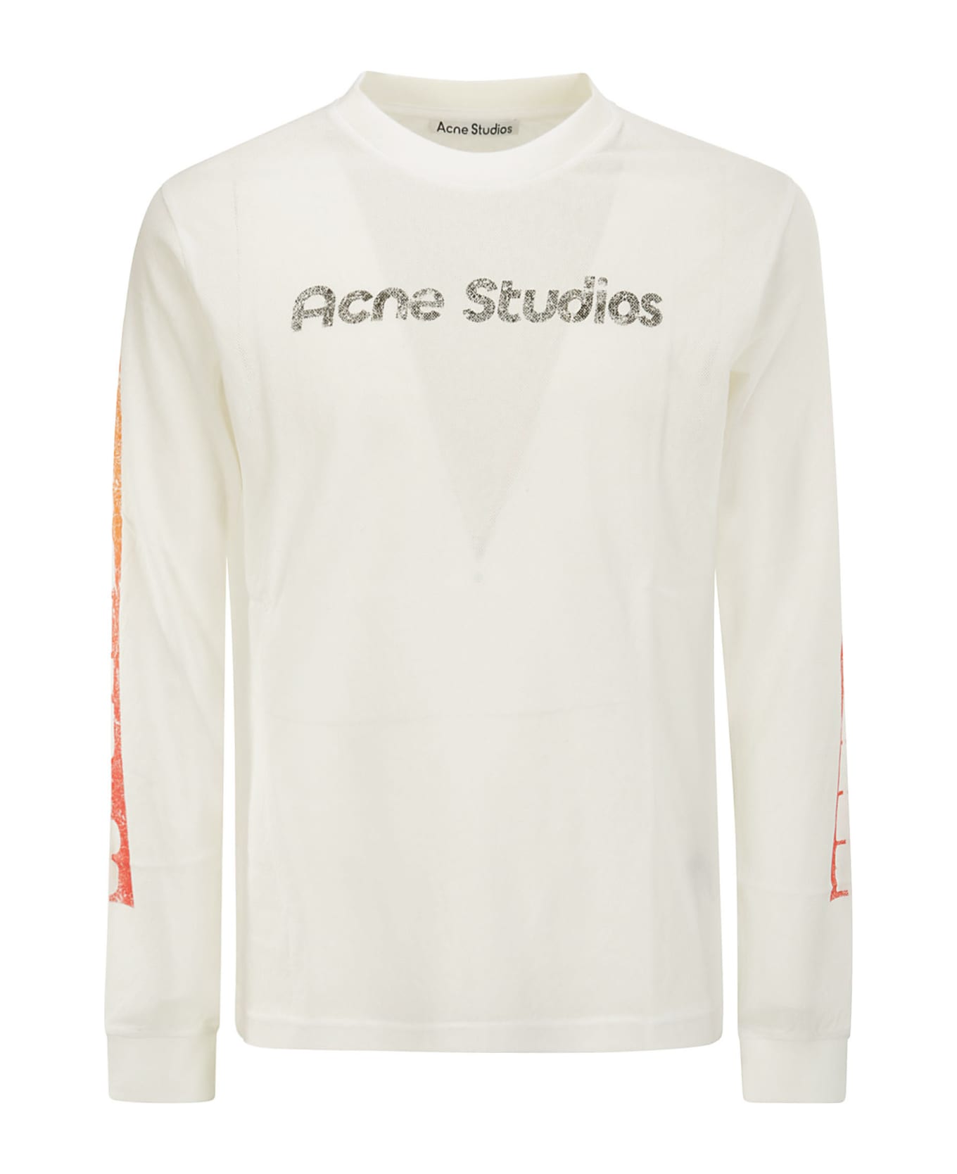 Acne Studios Logo Printed Long Sleeved T-shirt - OPTIC WHITE
