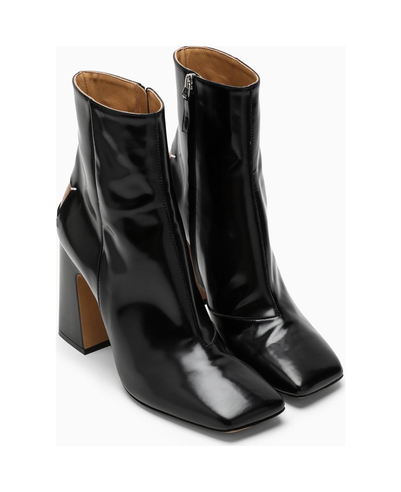 Maison Margiela Black Shiny Leather Ankle Boots | italist, ALWAYS LIKE ...