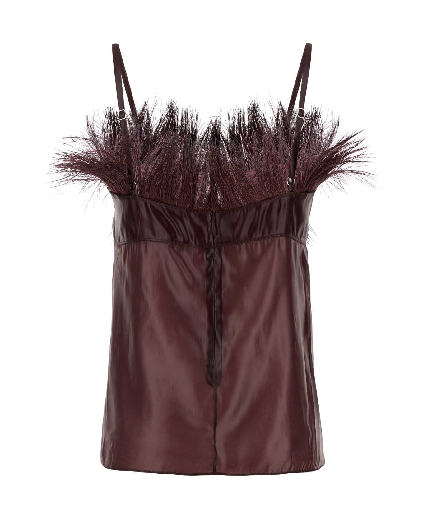 Ferragamo Burgundy Nylon Blend Top - OXBLOOD