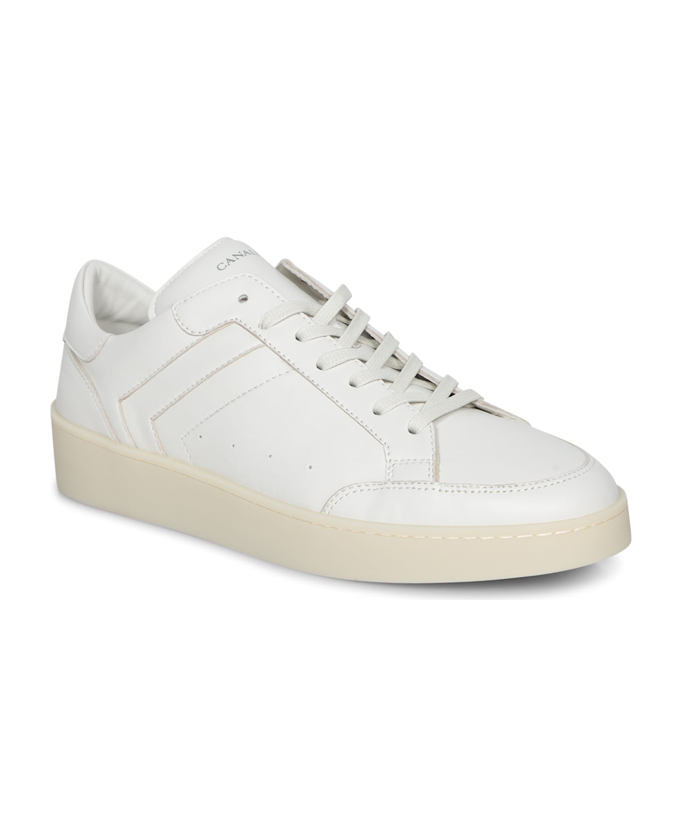 Canali White Leather Sneakers - White