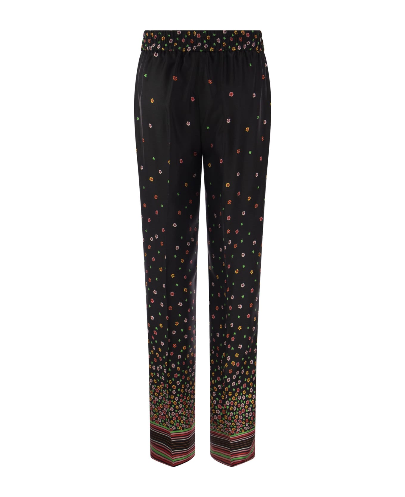 RED Valentino Floral Print Silk Trousers - Black ボトムス