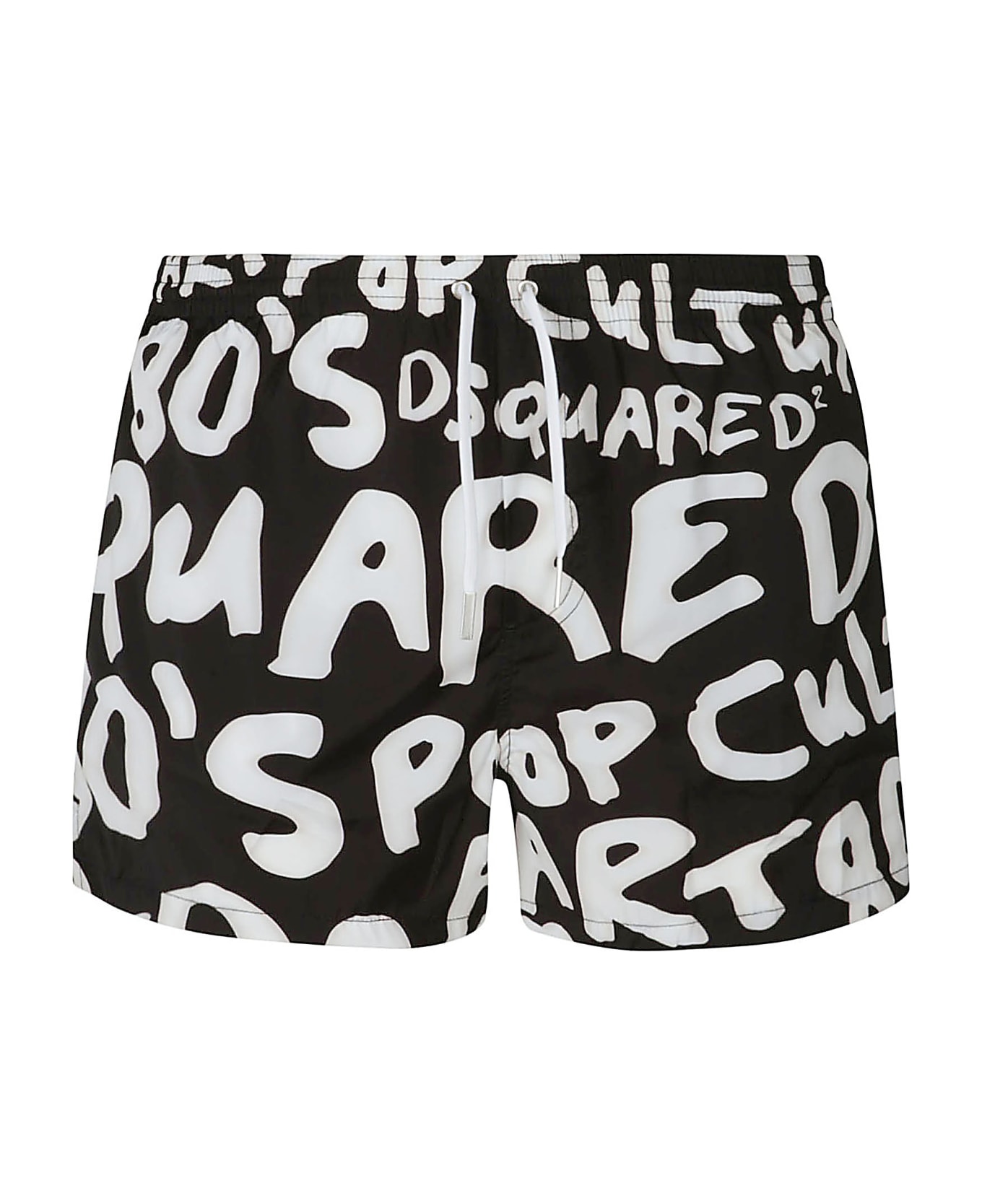 Dsquared2 Logo Printed Swim Shorts - Black/white ショートパンツ
