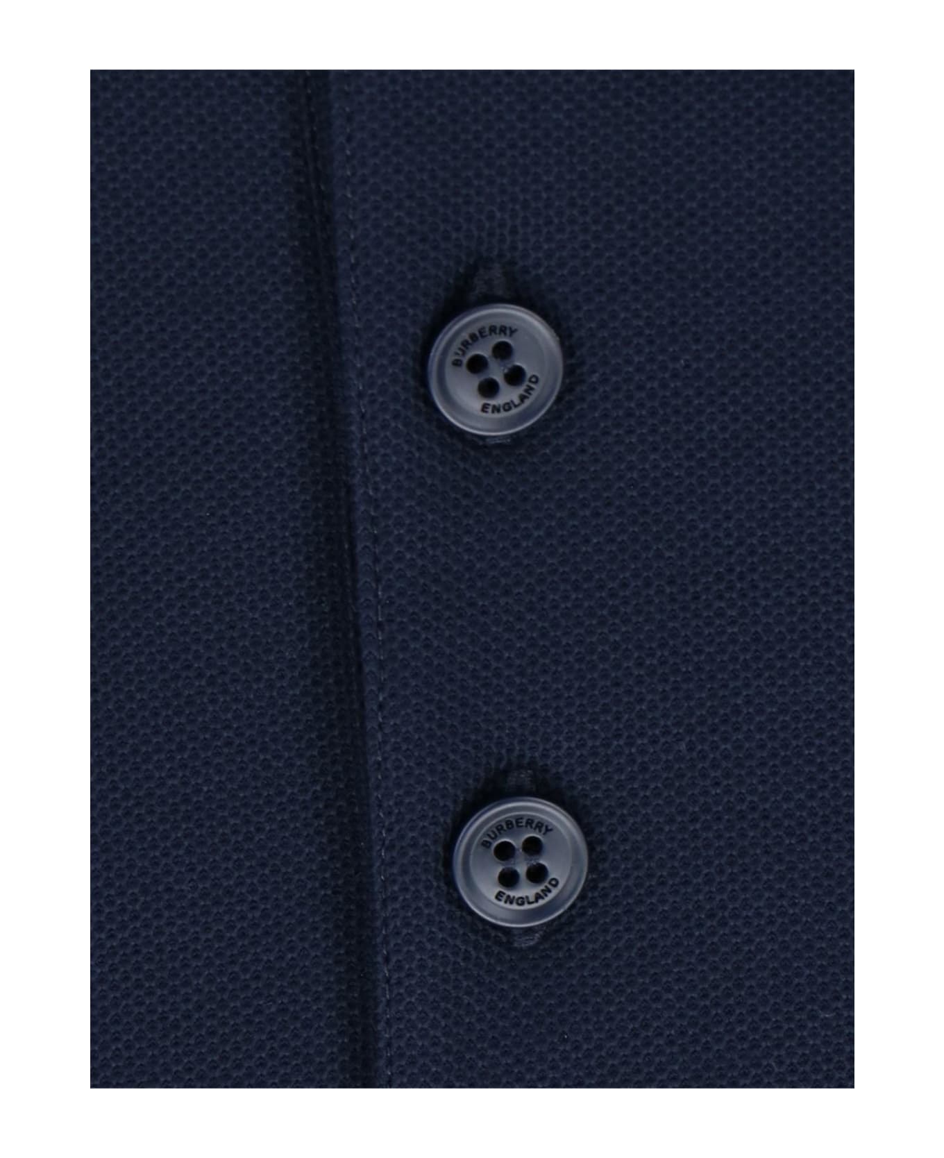 Burberry Striped Detail Polo Shirt - Coal blue