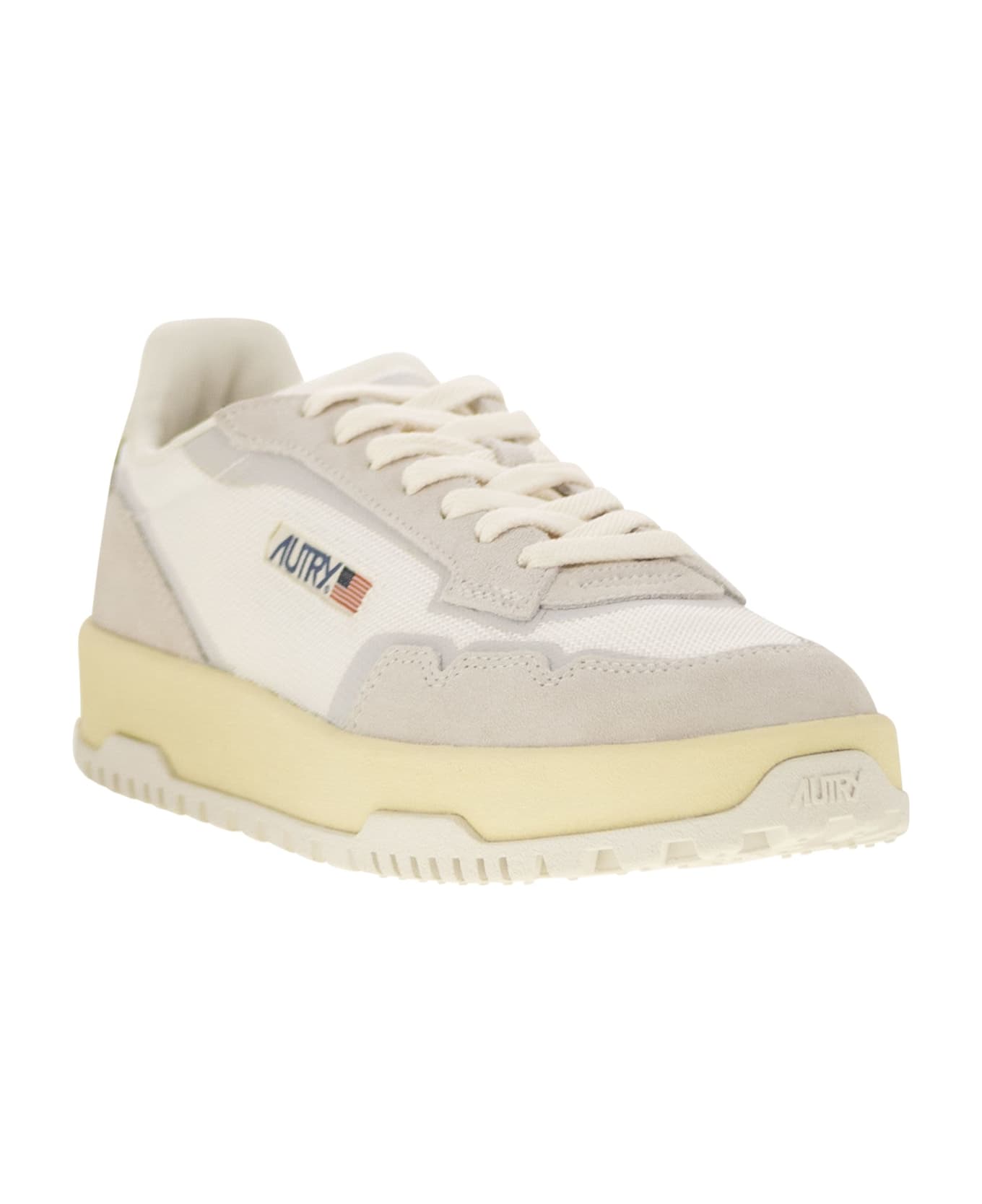 Autry Wildpace - Fabric And Suede Trainers - White/beige