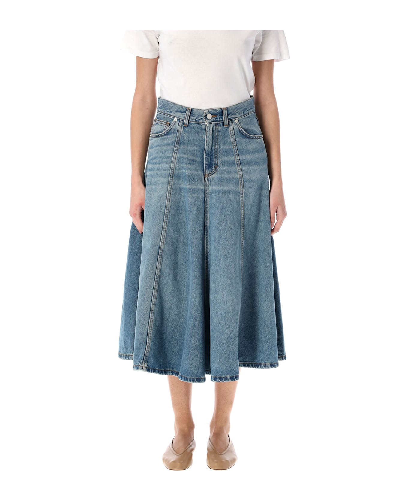 Haikure Serenity Denim Midi Skirt - IONIC BLUE