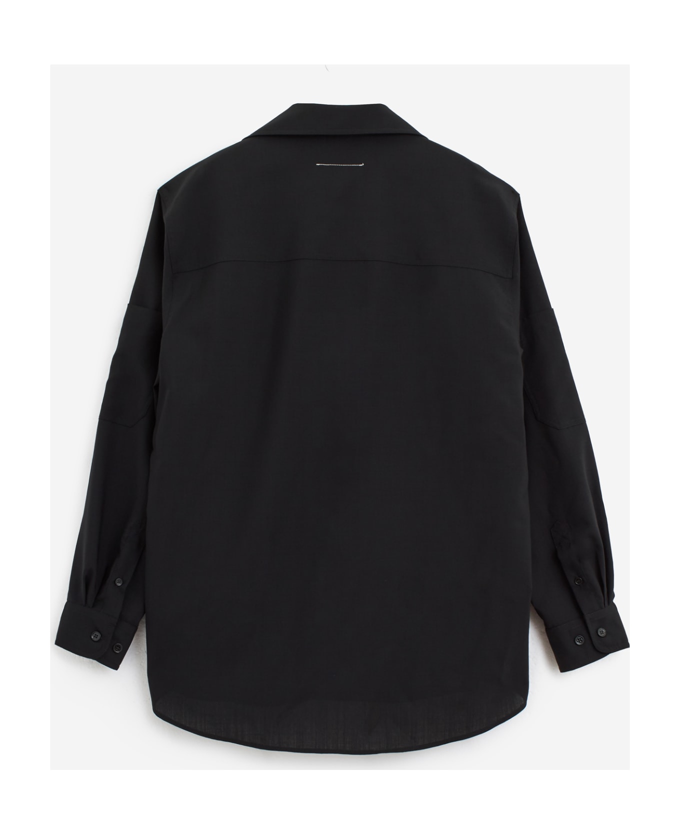 MM6 Maison Margiela Camicia A Maniche Lunghe Wool Shirt With Front Pockets - Nero シャツ
