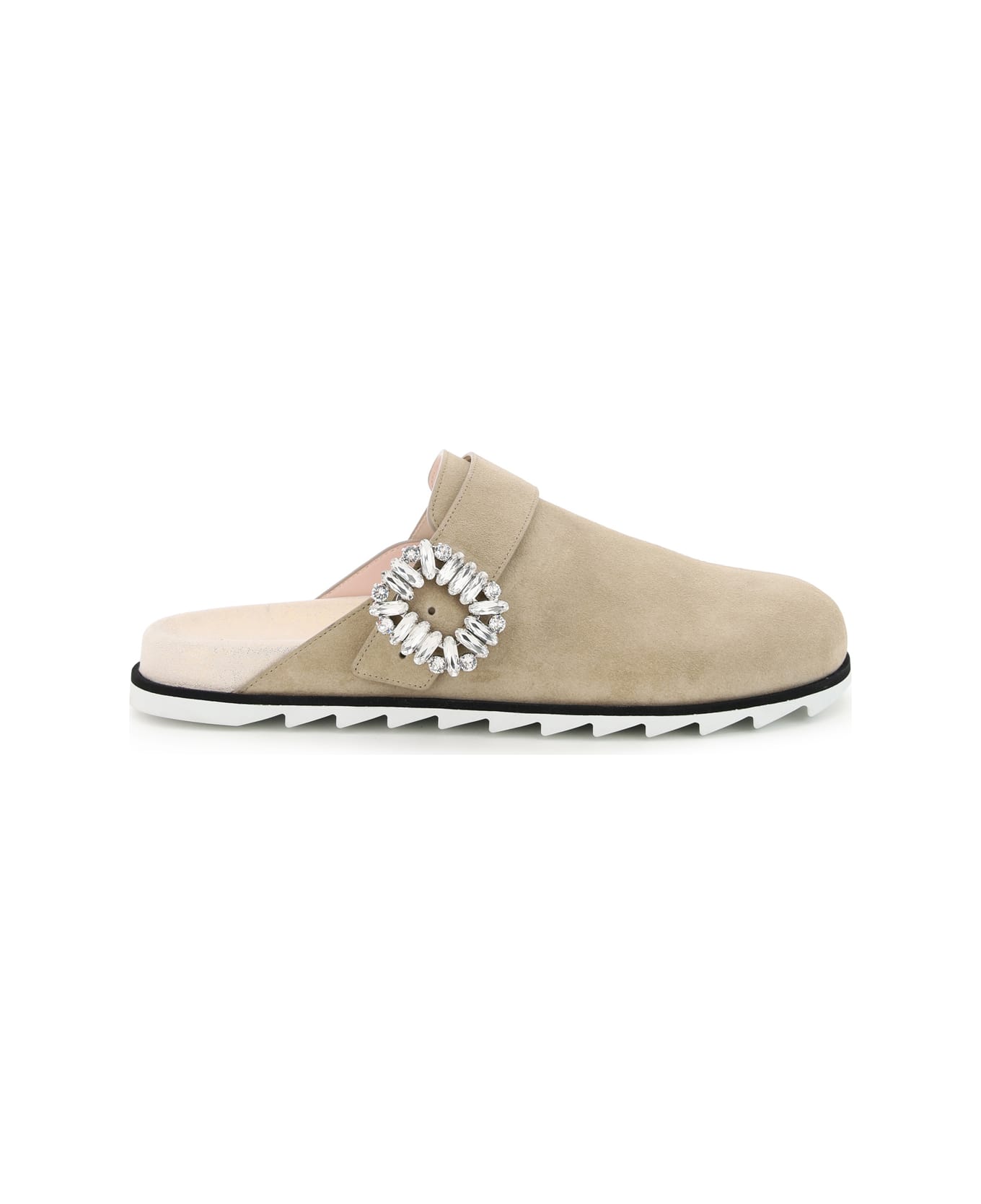 Roger Vivier Slidy Viv Mules Closed Toe Jewel Buckle - NATURALE CHIARO (Beige)