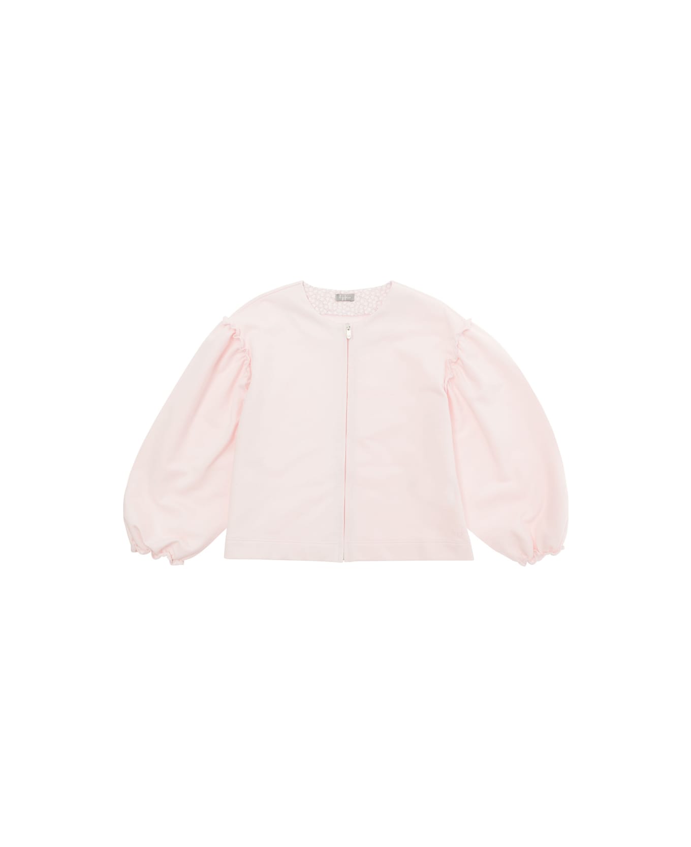 Il Gufo Pink Sweatshirt With Balloon Sleeves In Jersey Girl - Pink