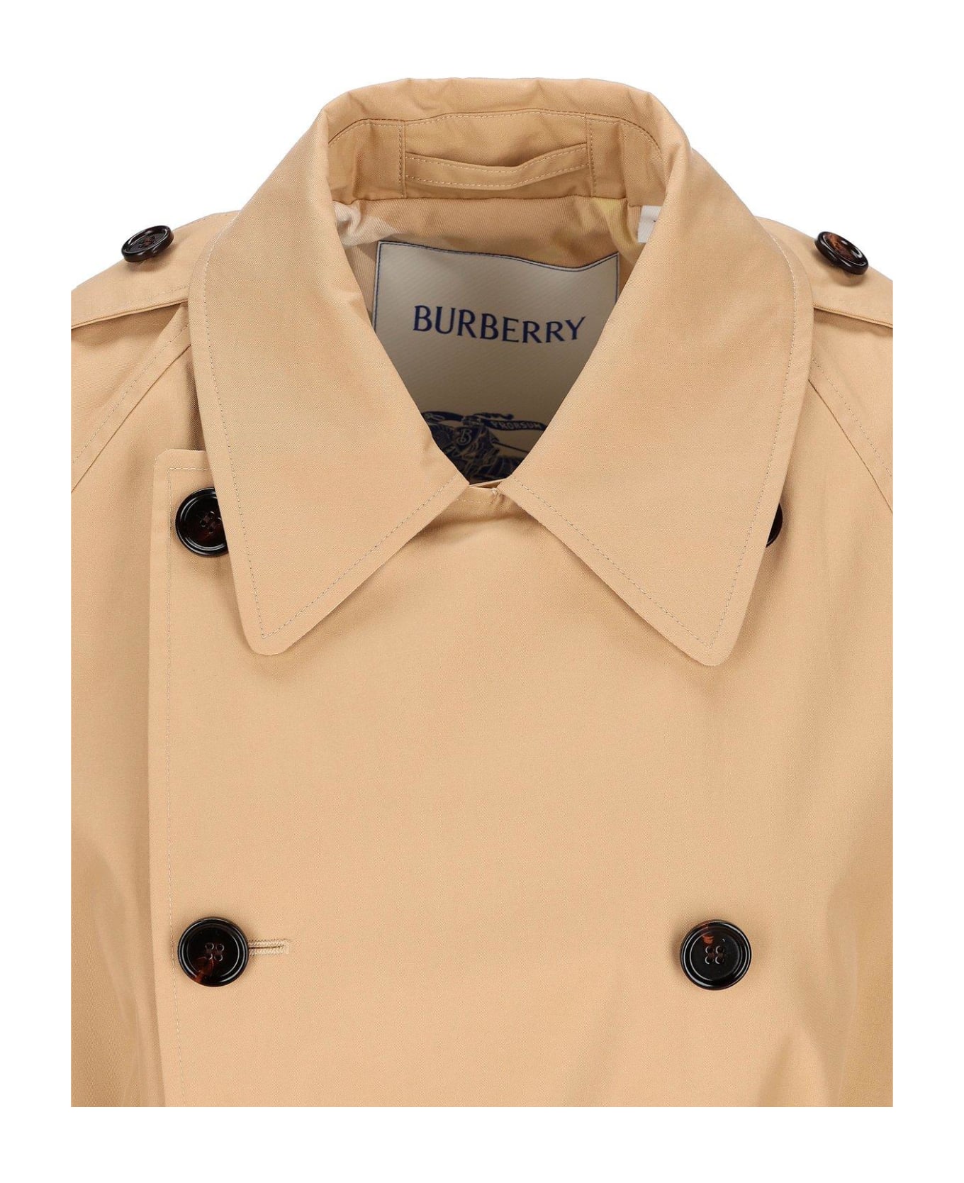 Burberry Double Breasted Belted Trench Coat - Flax