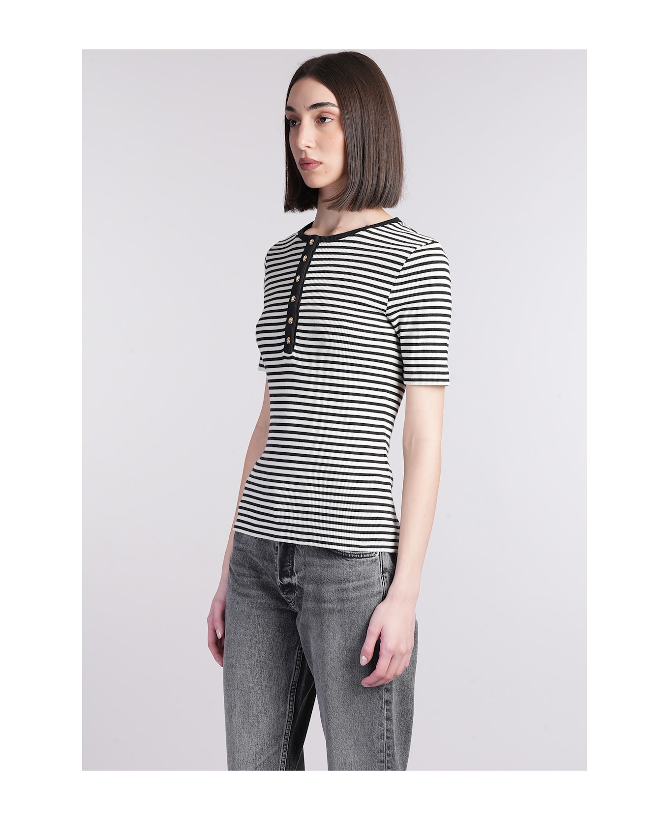 Anine Bing Alessia T-shirt In Black Cotton - black