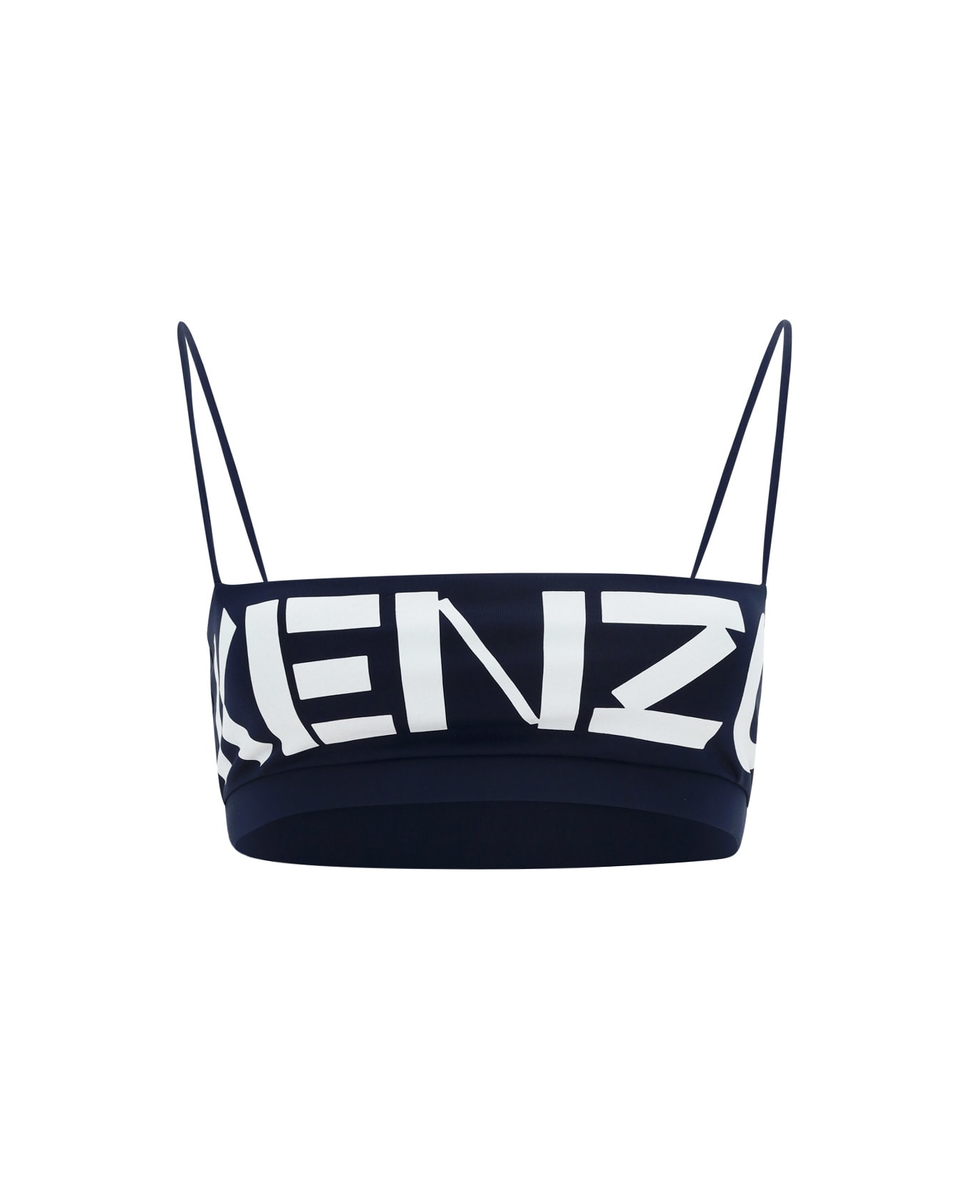 Kenzo Logo Print Cropped Top - B Bleu Nuit