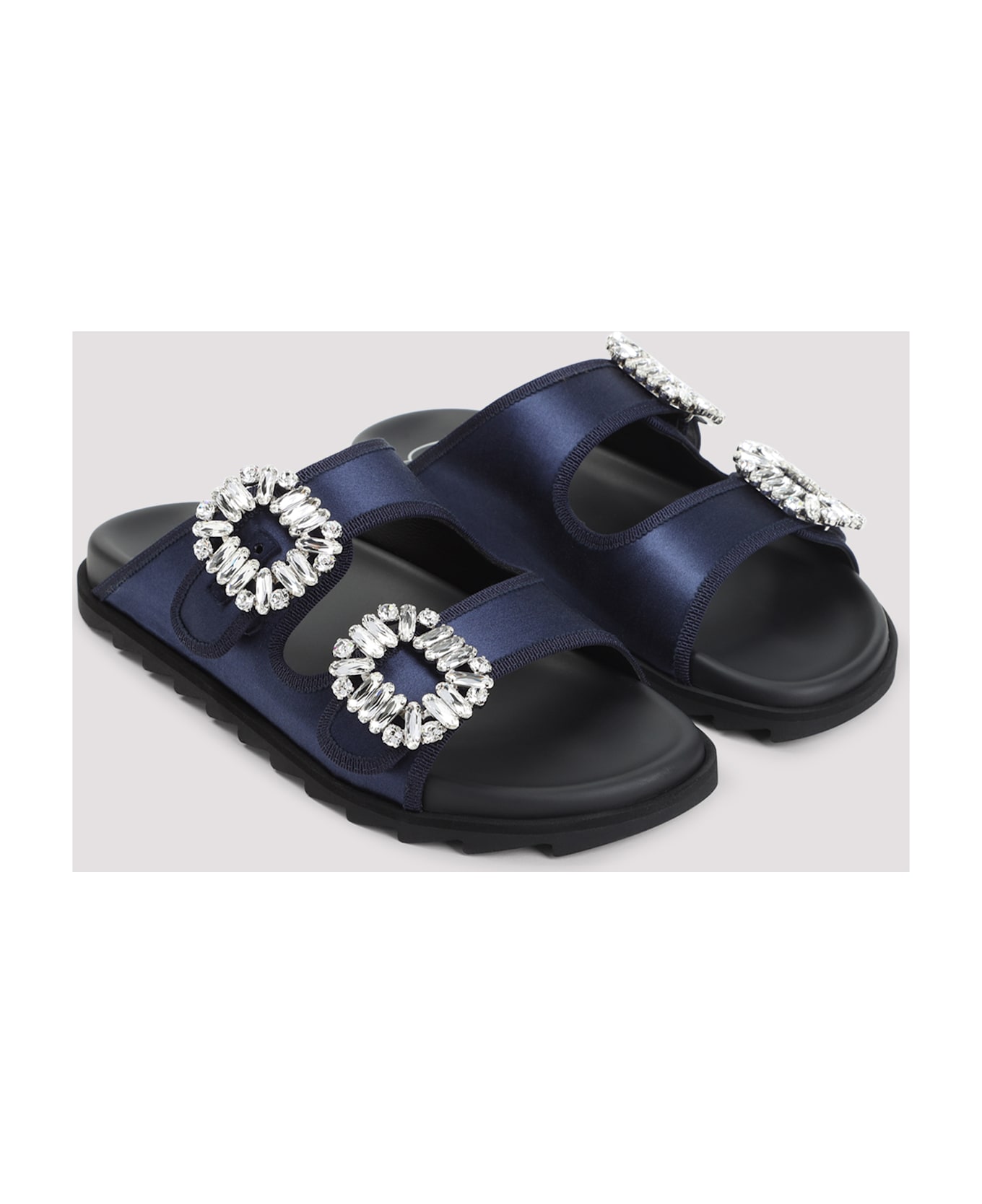 Roger Vivier Slidy Strass Bord Gros Mules - Indigo
