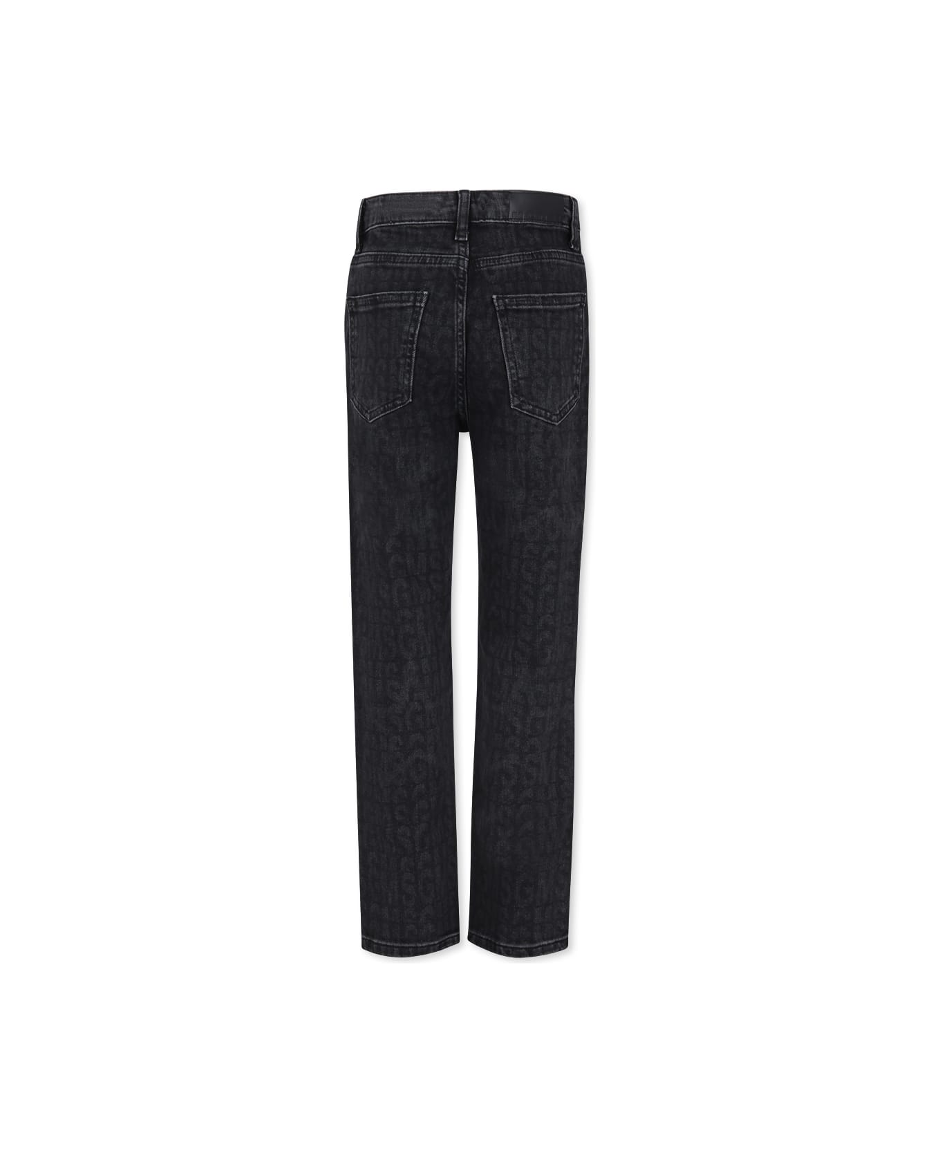 MSGM Black Jeans For Girl With Logo - Denim