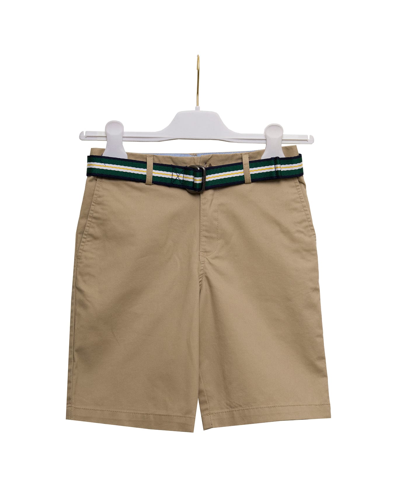 Ralph Lauren Polo Ralph Lauren Kids Boy's Beige Cotton Shorts With Belt - Beige/Khaki