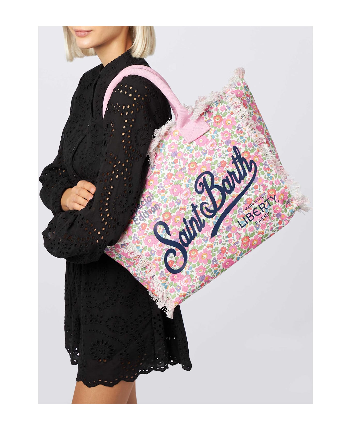 MC2 Saint Barth Betsy Cotton Canvas Vanity Liberty Tote Bag |made With Liberty Fabric - PINK