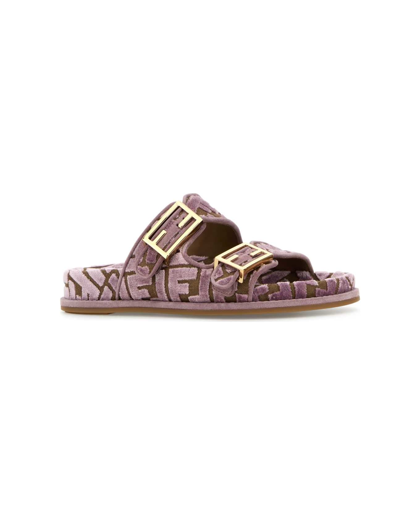 Embroidered Velvet And Jacquard Fendi Feel Slippers