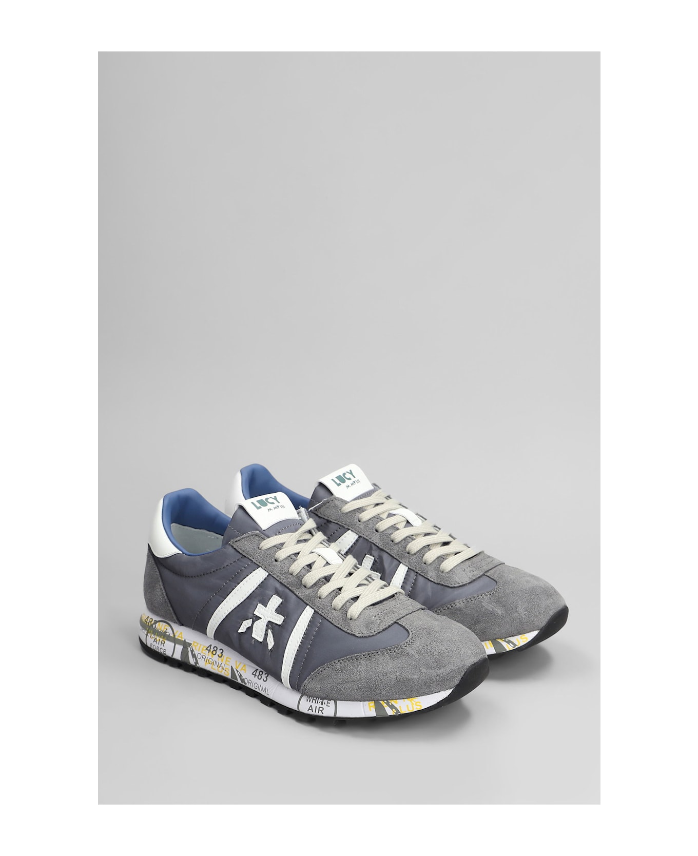 Premiata Lucy Sneakers In Grey Suede And Fabric - grey