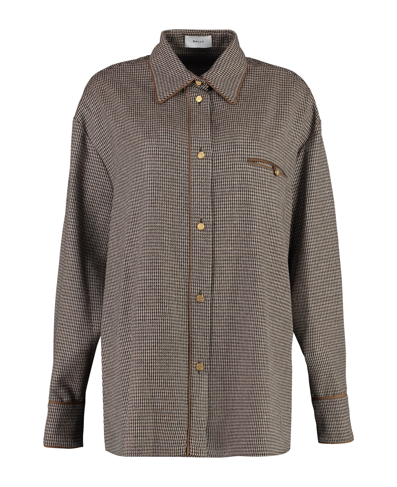 Bally Long Sleeve Wool Blend Shirt - Brown