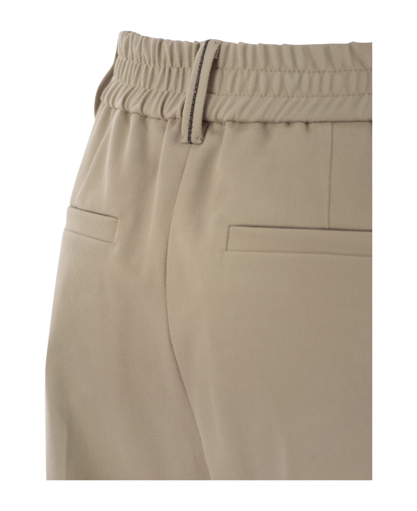 Brunello Cucinelli Stretch Cotton Cover-up Trousers With Jewellery - Sand