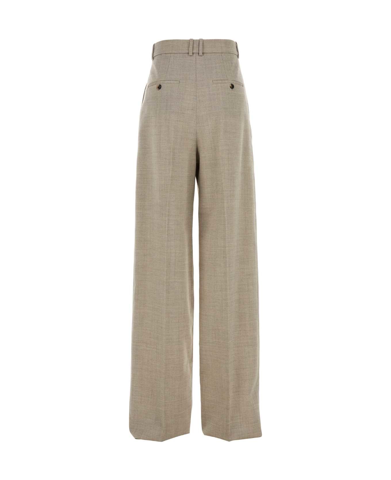 Saint Laurent Beige Wool Wide-leg Pant - BEIGETAUPE