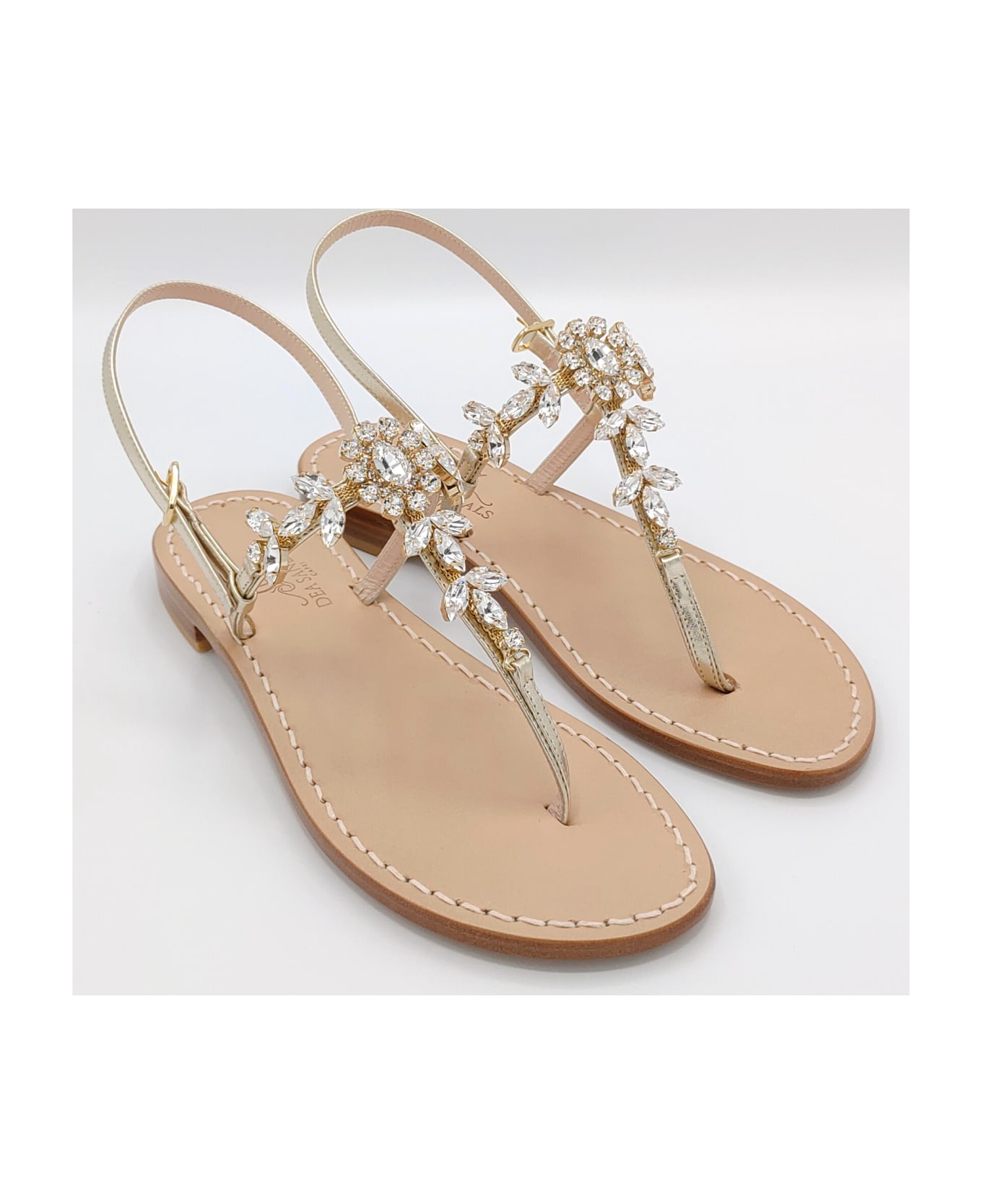 Dea Sandals Marina Grande Flip Flops Thong Sandals - gold, crystal