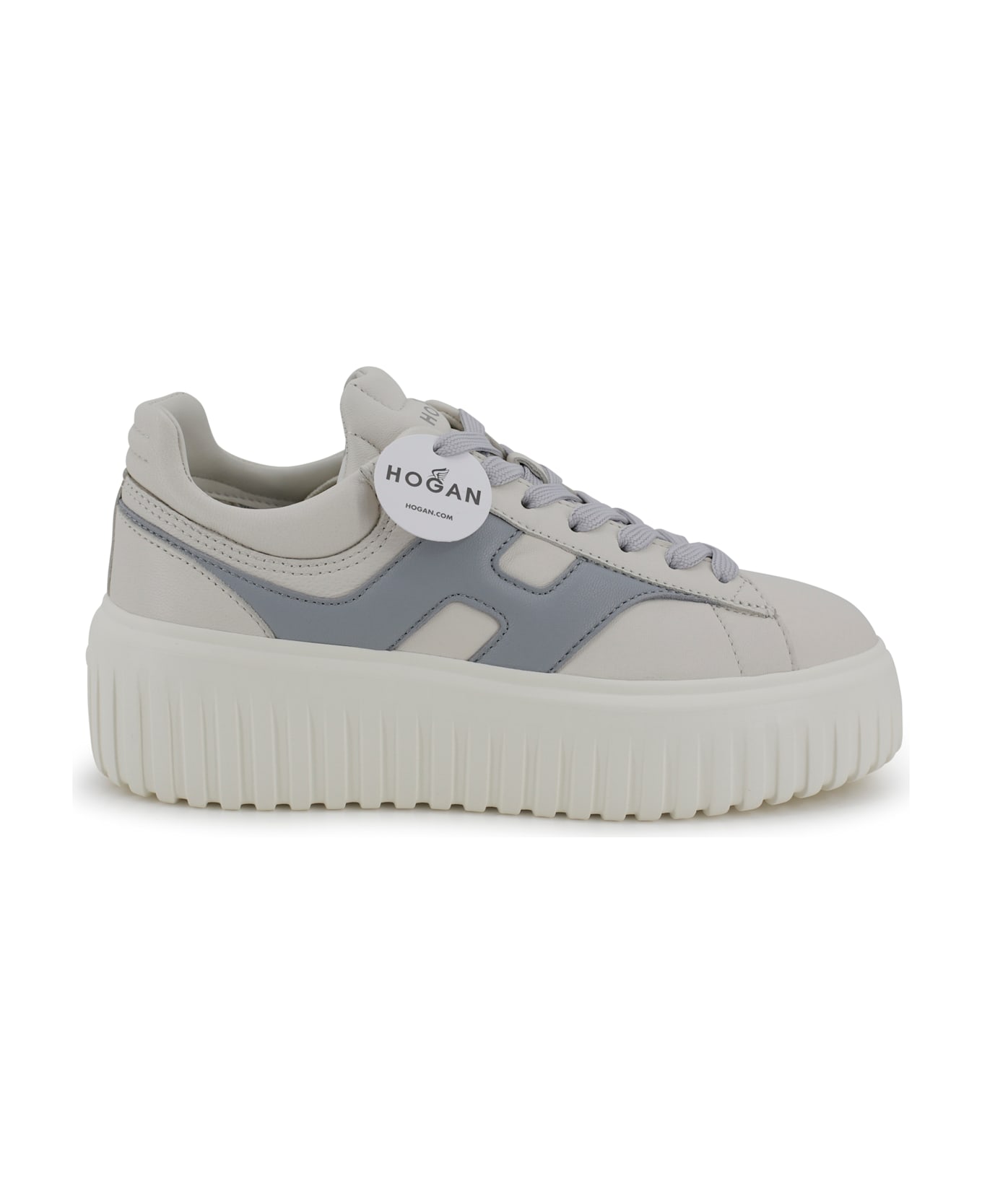 Hogan 
h Stripes
 Grey Leather Sneakers - Cielo Scuro