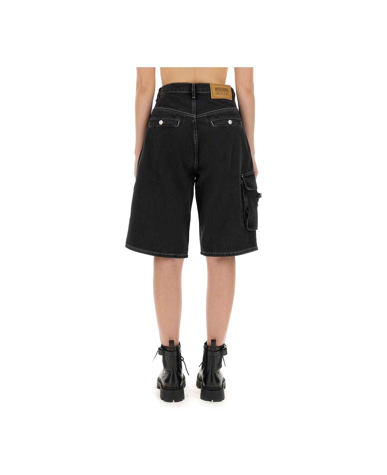 M05CH1N0 Jeans Denim Cargo Shorts - BLACK ショートパンツ