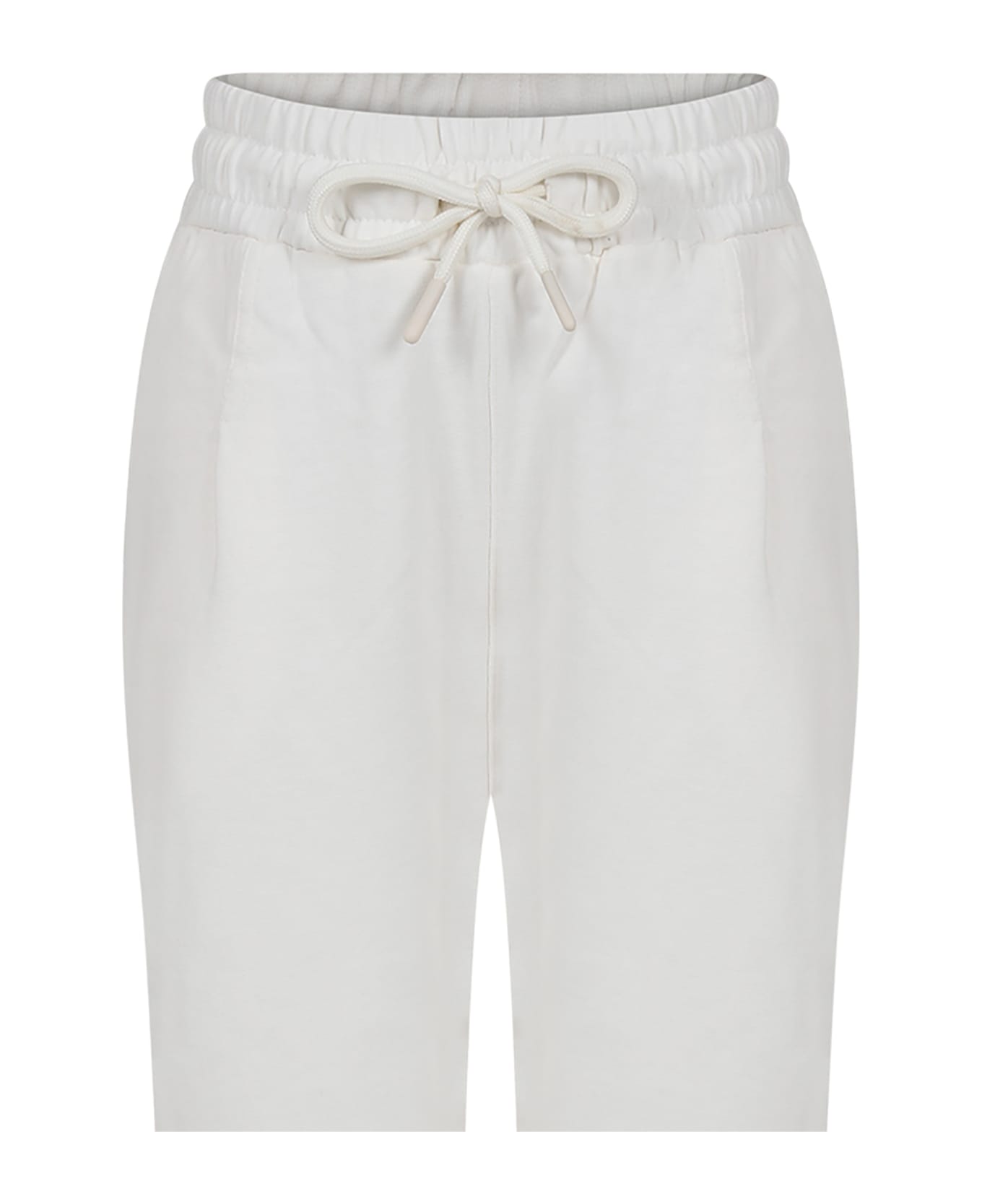 MSGM Ivory Trousers For Girl With Logo - Ivory