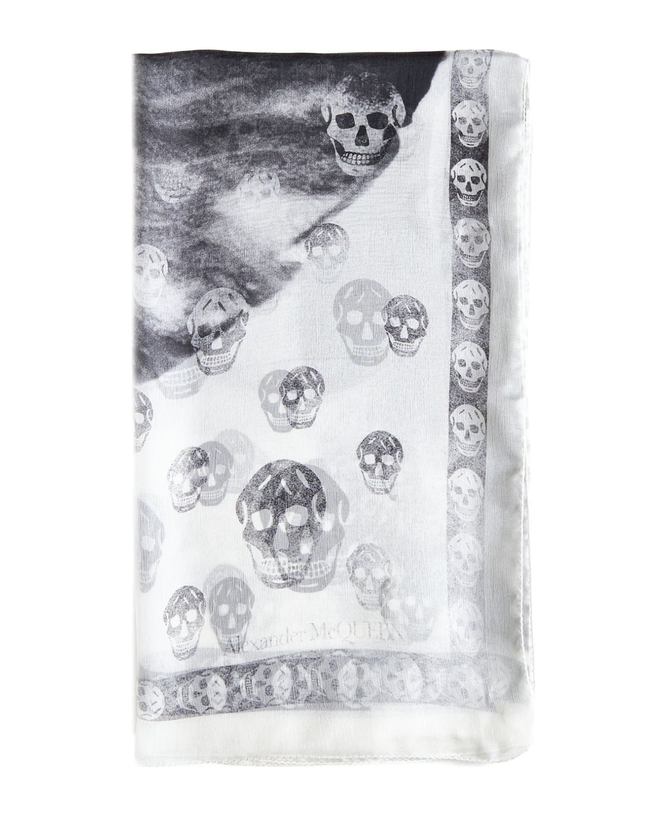 Alexander McQueen Skull Orchid Scarf - Ivory black スカーフ＆ストール
