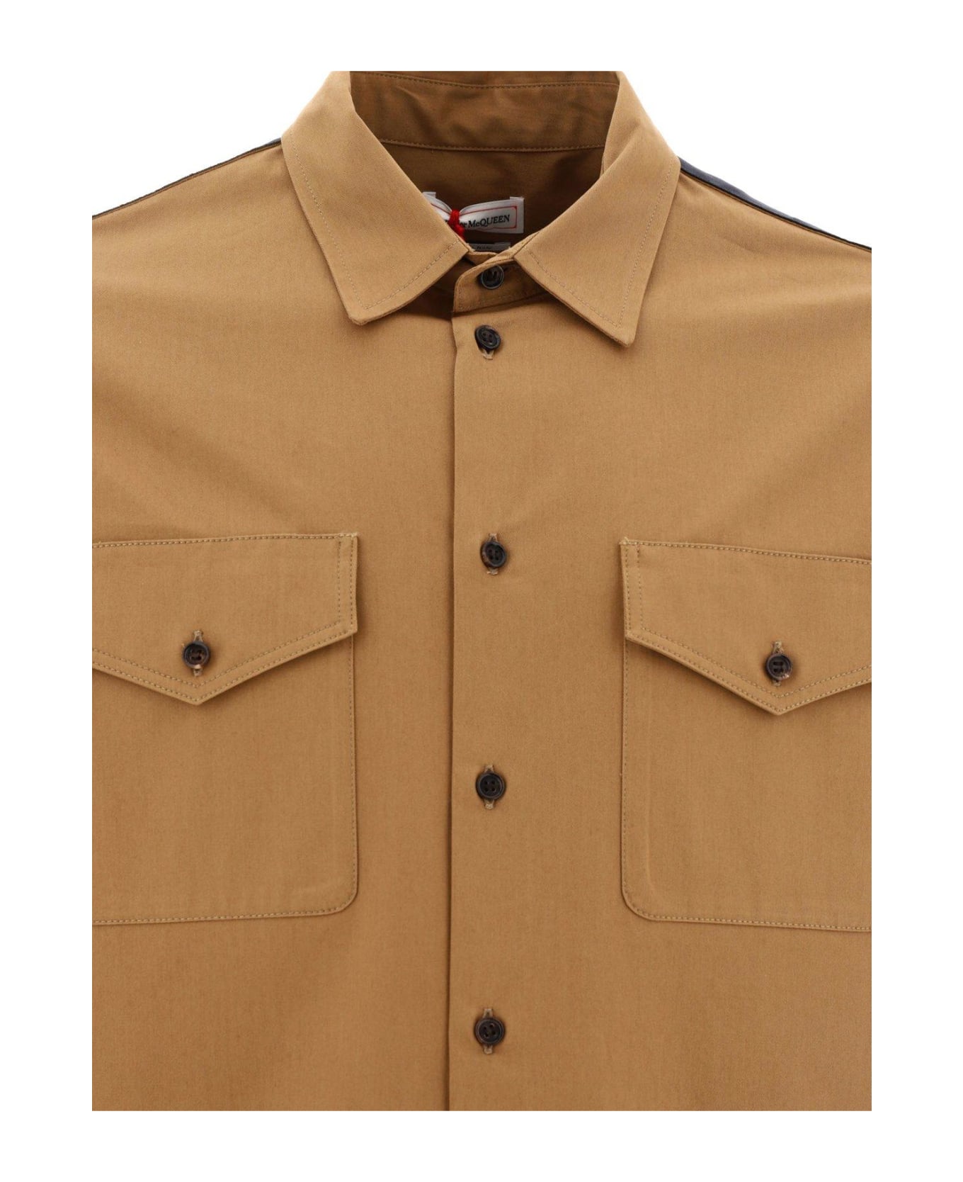 Alexander McQueen Logo Detailed Long Sleeved Shirt - RICH CAMEL