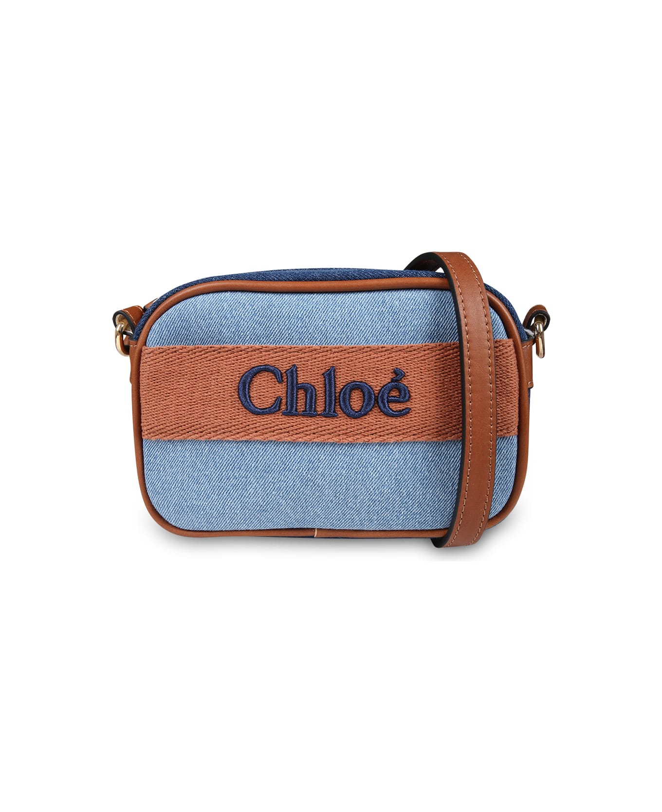 Chloé Blue Bag For Girl With Logo - Denim