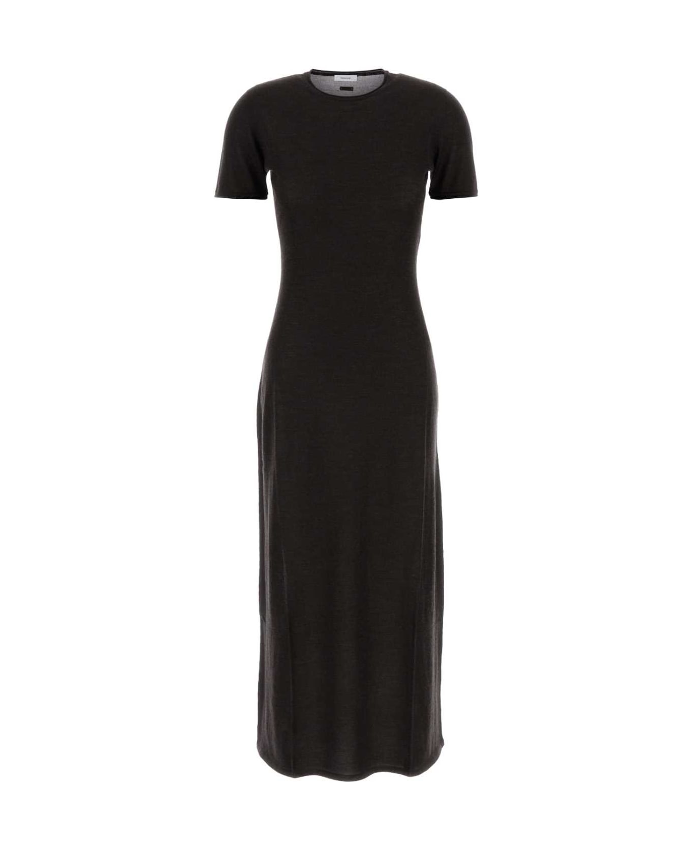 Ferragamo Dark Brown Cashmere Blend Dress - DARKEXPRESSOMEL