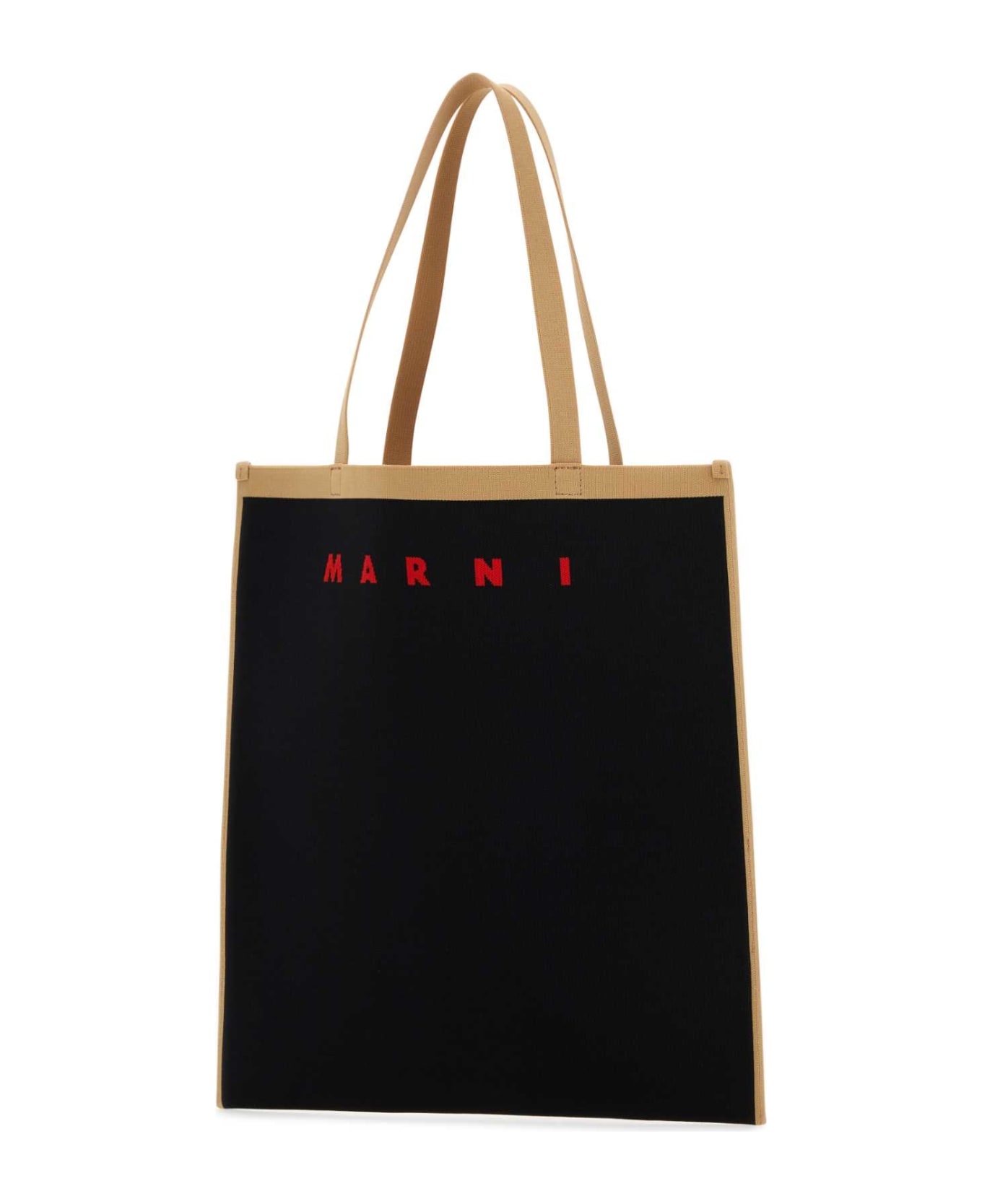 Marni Black Canvas Shopping Bag - BLACKSILKWHITERED