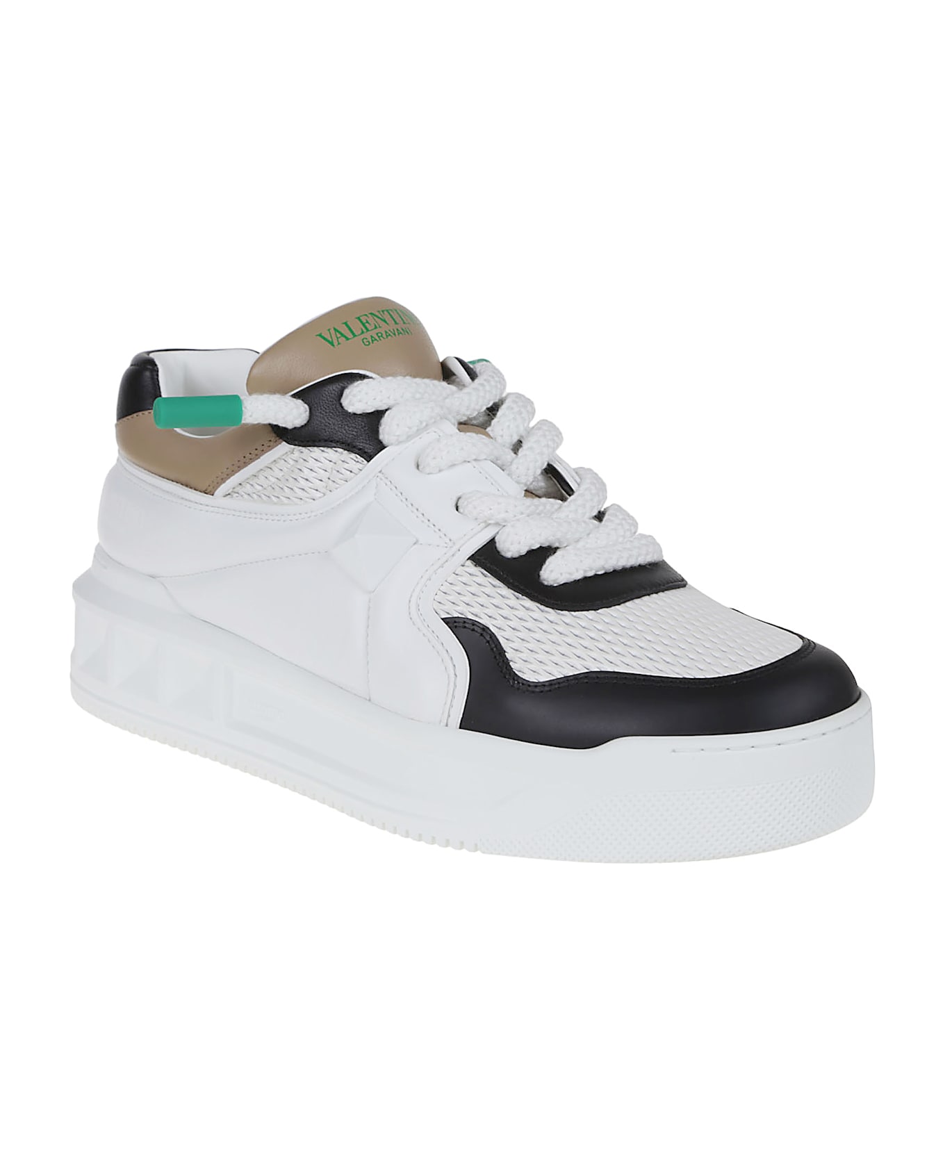 Valentino Garavani Sneaker One Stud Xl - Rje Bianco Nero Desert Beige